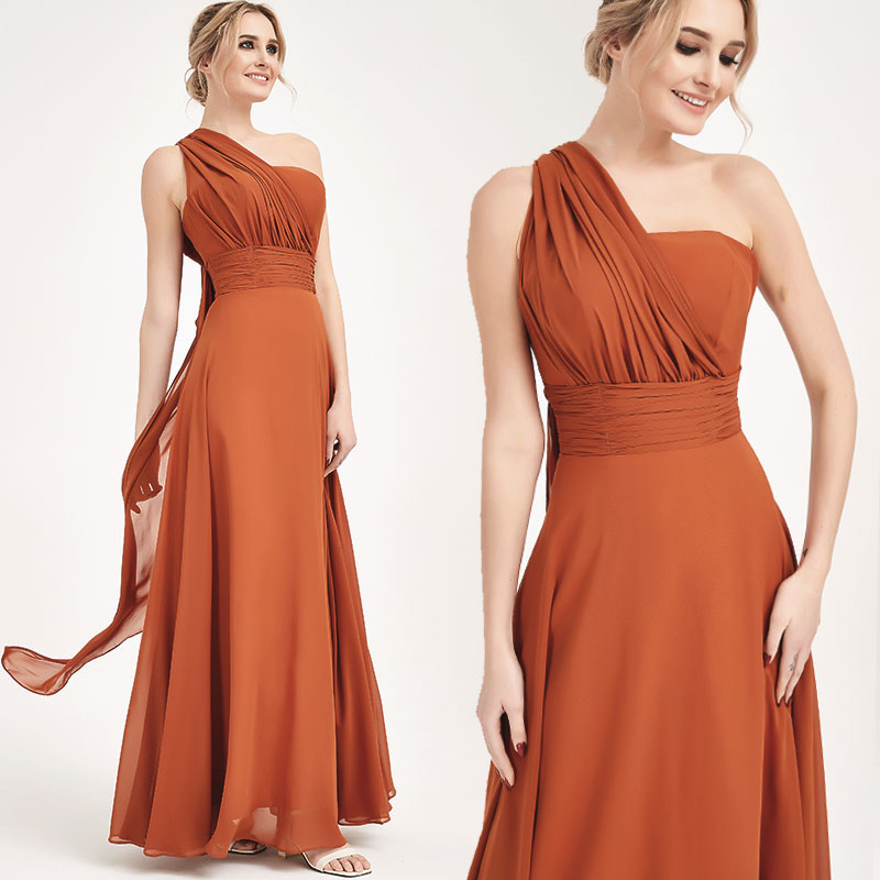 Elegant Convertible Chiffon Bridesmaid Dress - Wrap Style Slate Blue Maxi Gown for Weddings, Prom & Formal Events | Perfect for Bridal Party, Evening Galas & Special Occasions