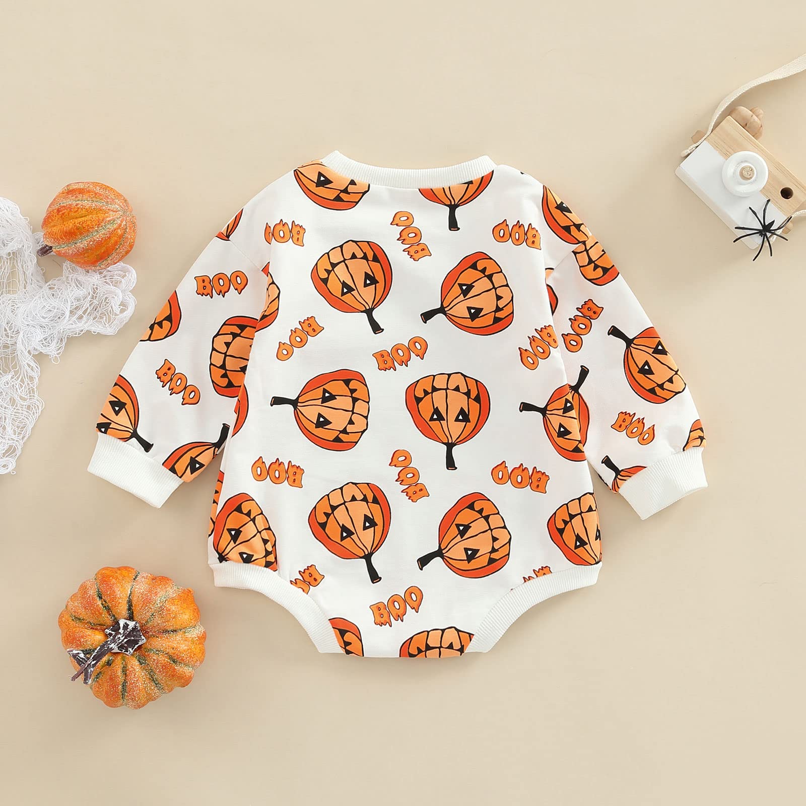 FYBITBO Newborn Baby Halloween Outfit - Pumpkin Oversized Sweatshirt Romper Onesie for Boys & Girls | Cute Cosplay Costume for Halloween Parties, Photo Shoots & Seasonal Celebrations
