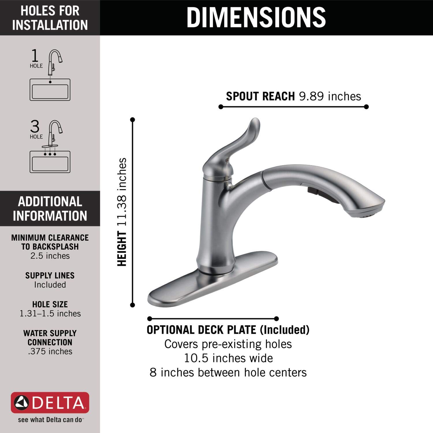 Delta 4353-AR-DST Linden Pull-Out Kitchen Faucet, 1 cm, Arctic Stainless Finish - Perfect for Modern Farmhouse & Commercial Kitchens