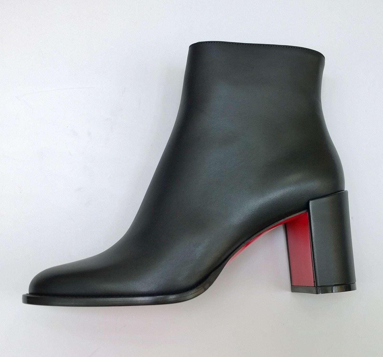 Christian Louboutin Adoxa 70 Black Leather Ankle Boots for Women - Block Heel Booties for Party, Night Out & Special Occasions