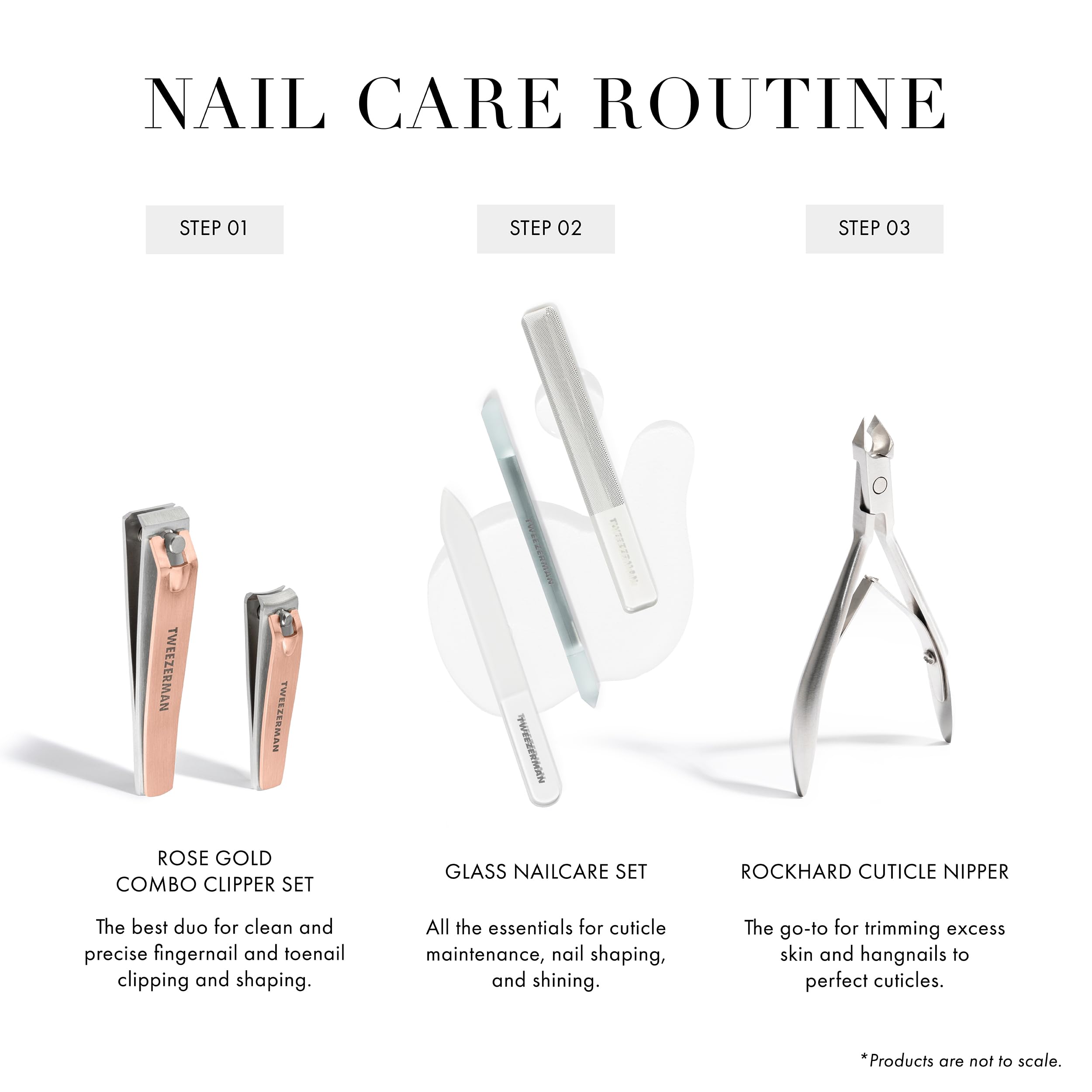 Tweezerman Rose Gold Nail Clipper Set - Premium Stainless Steel Manicure & Pedicure Kit for Home and Travel Grooming