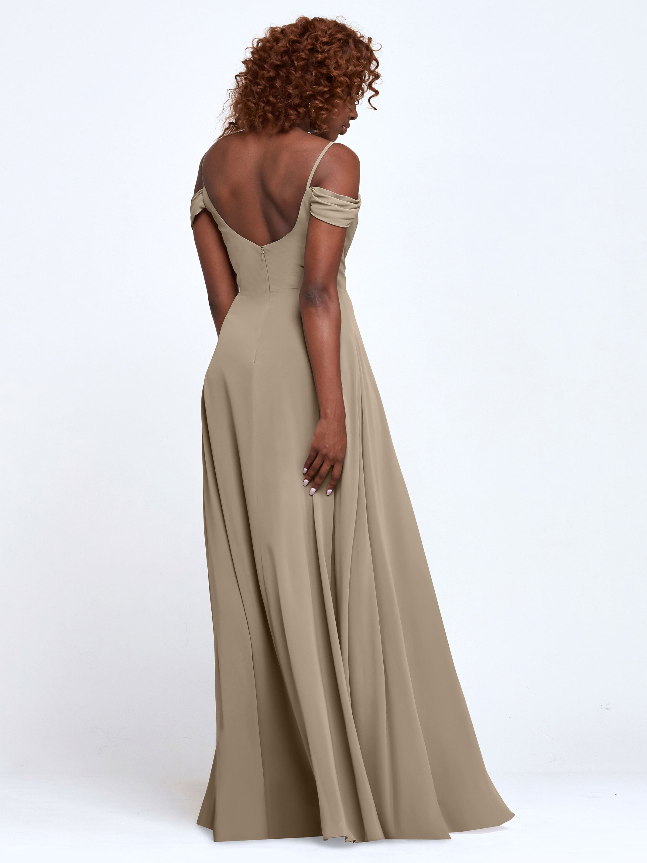 Elegant 83003 Stretch Chiffon Off-The-Shoulder A-Line Bridesmaid Dress - Perfect for Weddings, Prom, Formal Events & Special Occasions
