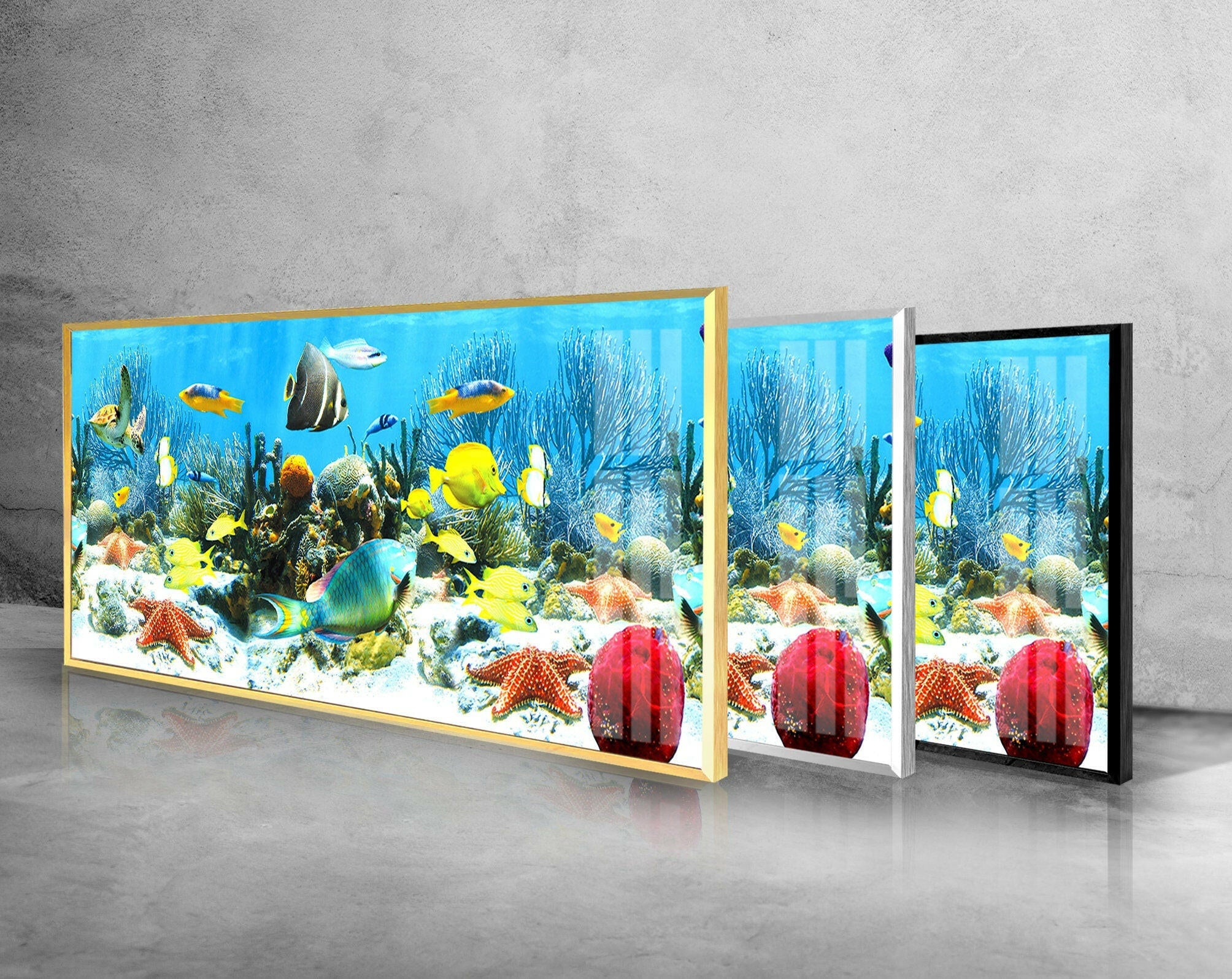 Vibrant Tropical Fish Glass Wall Art - Handmade Ocean-Themed Decor for Living Room, Bedroom, or Office