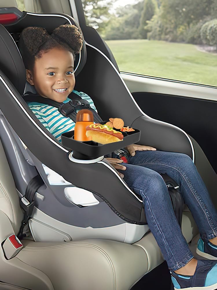 **Portable Silicone Kids Car Seat Tray with Cup Holder - Snack & Food Tray for Toddlers - Perfect for Travel, Road Trips & Meals On-The-Go**