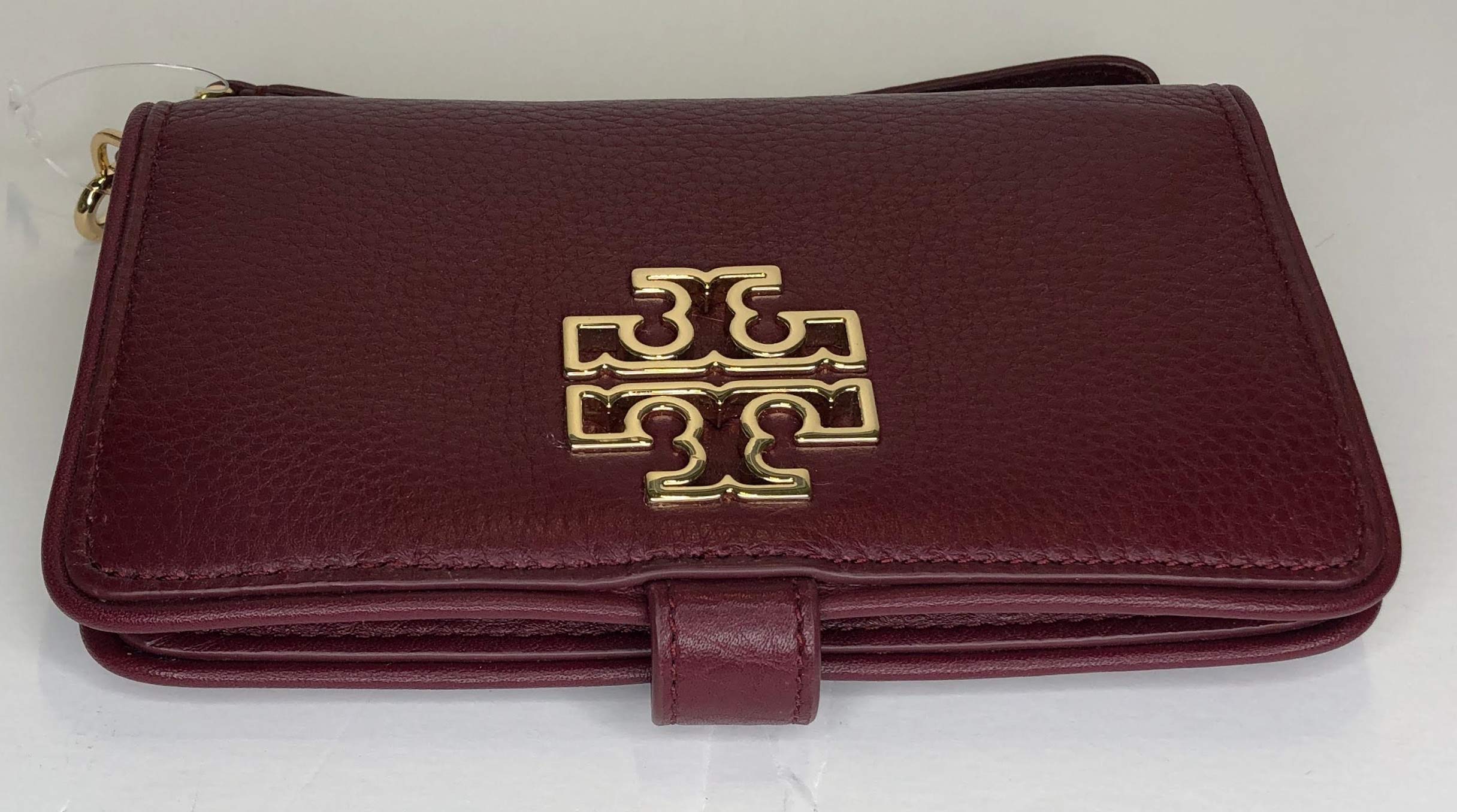 Tory Burch Britten Smartphone Wallet Wristlet Crossbody Bag - Imperial Garnet | RFID Blocking | Perfect for Everyday Use, Travel & Shopping