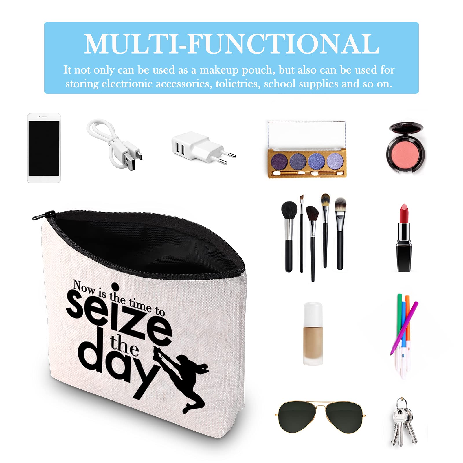 Broadway Musical Inspired Makeup Bag - Seize The Day Cosmetic Pouch for Theatre Lovers - Perfect Gift for Show Fans & Travel