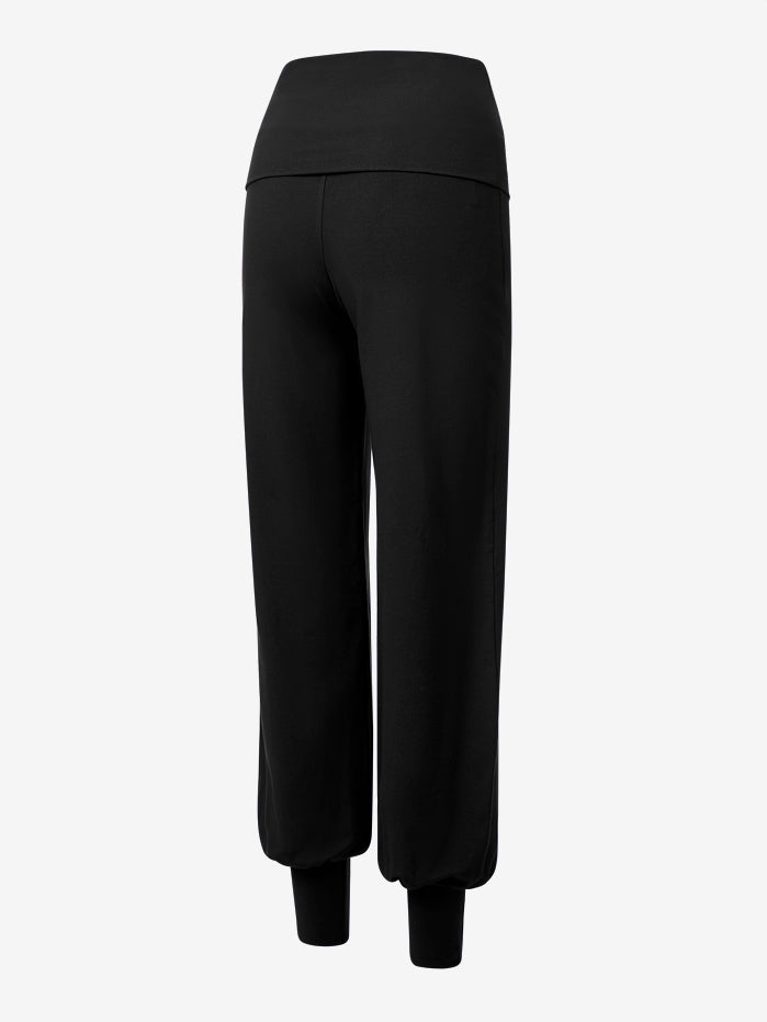 Gossypium Aspire Harem Pants for Women - Comfortable Black Cotton Lounge Pants for Yoga, Meditation, and Home Relaxation