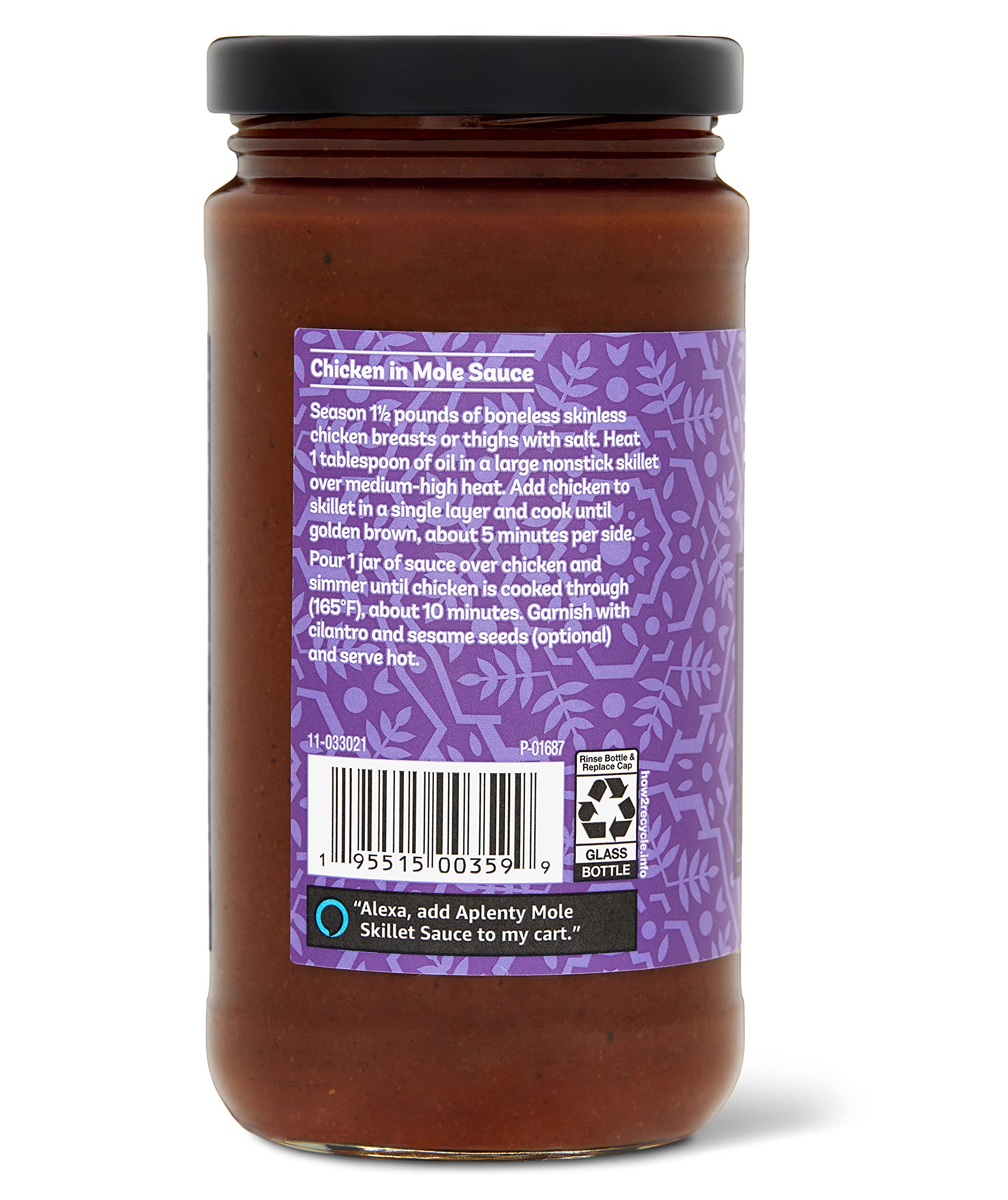 **Aplenty Mole Skillet Sauce - Authentic Mexican Mole Sauce, 12 Oz - Perfect for Tacos, Enchiladas & Chicken Dishes**