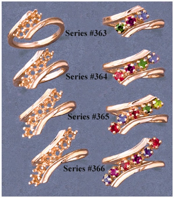 Solid Sterling Silver or 10kt Gold 3-6 Stone Mother's Ring Blank (Size 7) - Perfect for Jewelry Making, Custom Birthstone Rings & DIY Gifts