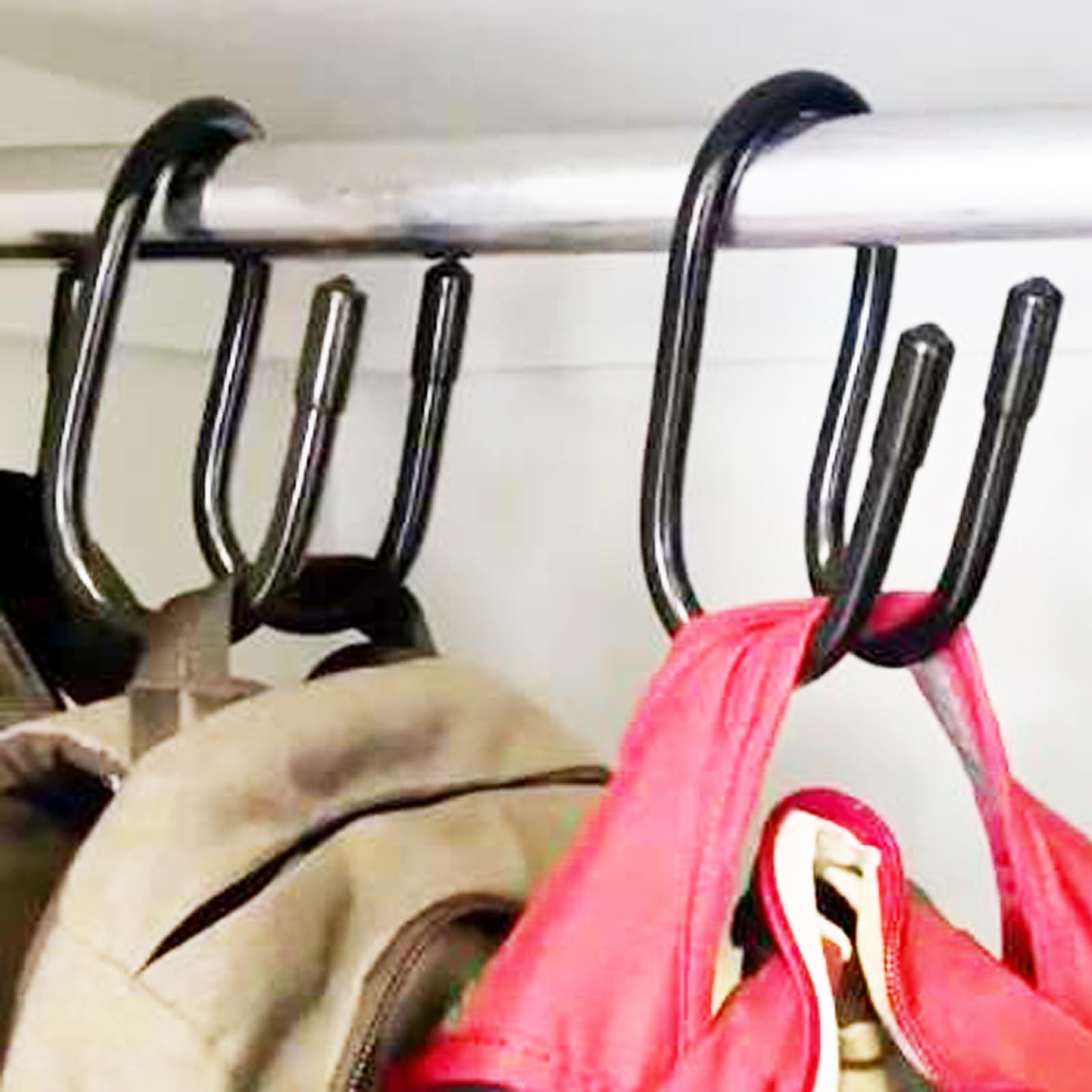 2 Pack Heavy Duty Closet Hanger Hooks - Strong Bag & Backpack Organizer for Handbags, Belts, Hats, Laptop Bags, Jeans & Travel Luggage (Holds 20 lbs) - Perfect for Bedroom, Dorm & Closet Organization