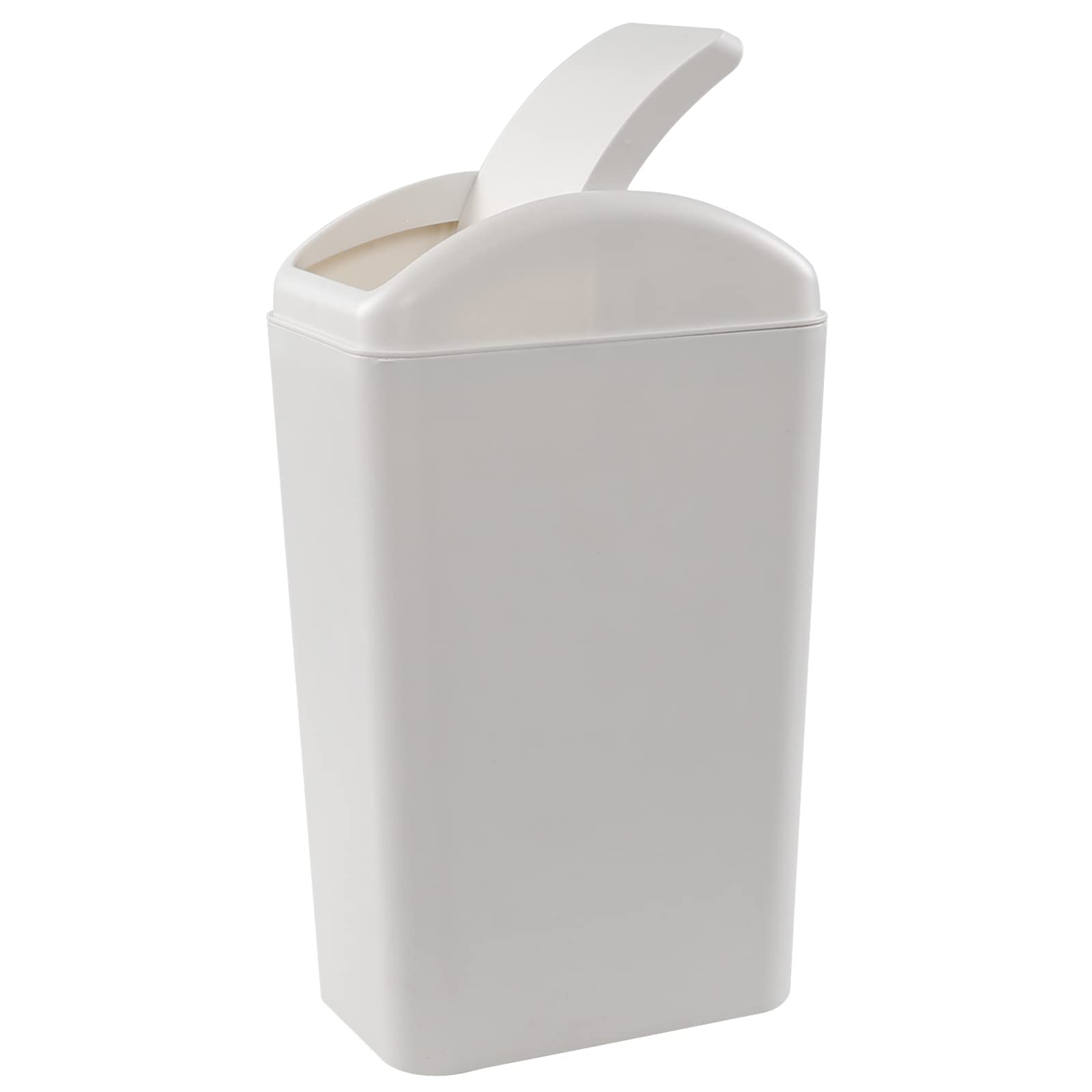3.5 Gallon Plastic Trash Can with Swing Top Lid - Odor-Proof Small Waste Bin for Bathroom, Office, Kitchen & Bedroom - Space-Saving Step-On Garbage Can with Leak-Proof Design