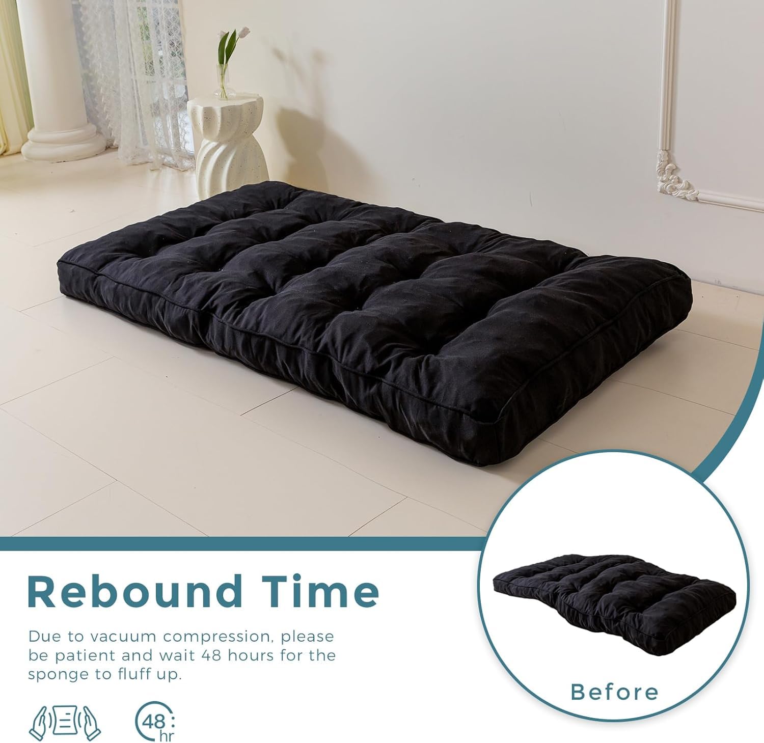 YOSHOOT 6 Inch Full Size Futon Mattress - Thick Sofa Bed & Floor Mattress for Adults with Shredded Foam Filling - Medium Firm Support (54