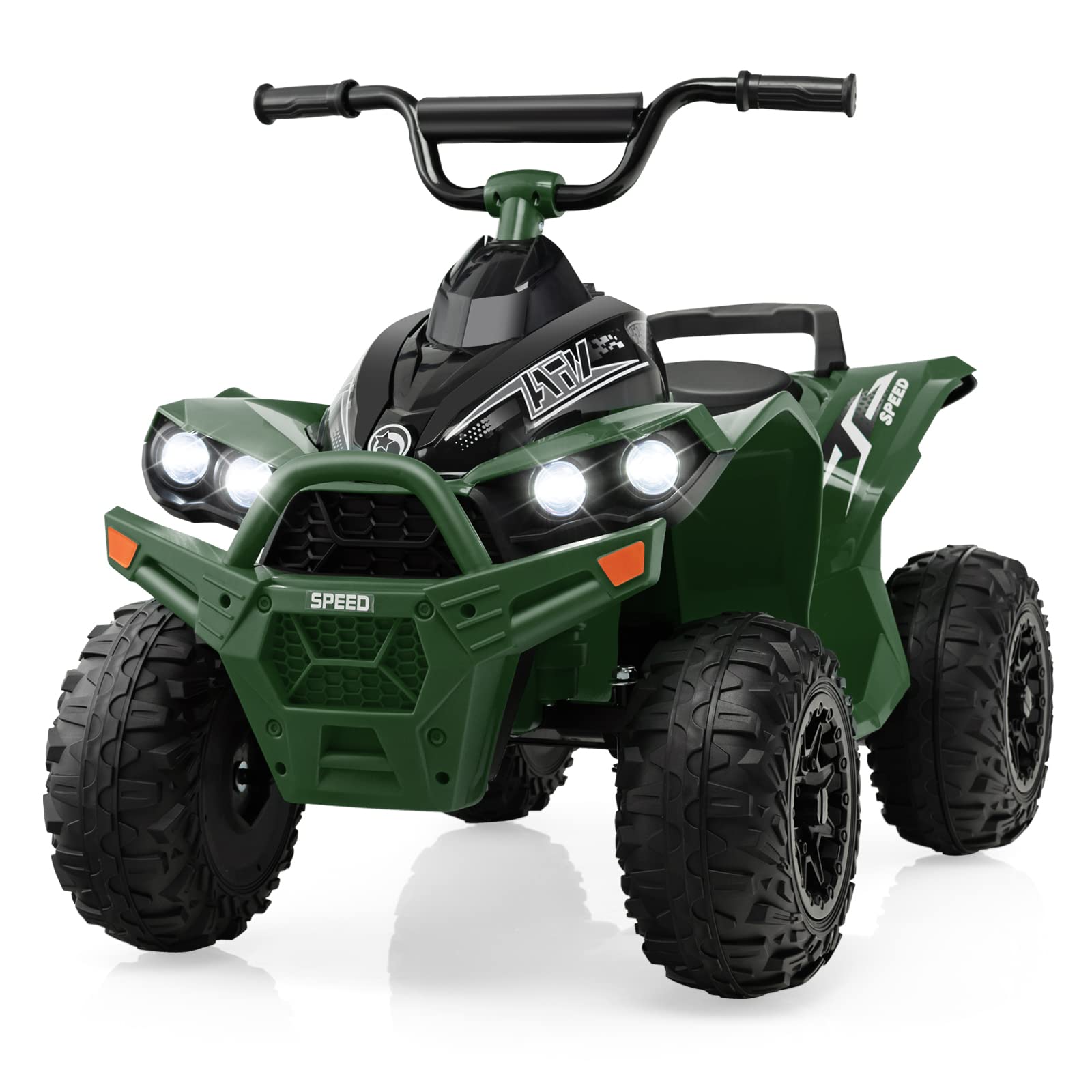 HONEY JOY 12V Kids Electric ATV Ride-On Car - Battery Powered 4 Wheeler with Tread Tires, Dual Speed, Horn & LED Lights - Perfect Gift for Boys & Girls (Green) | Outdoor Play & Backyard Adventure Vehicle