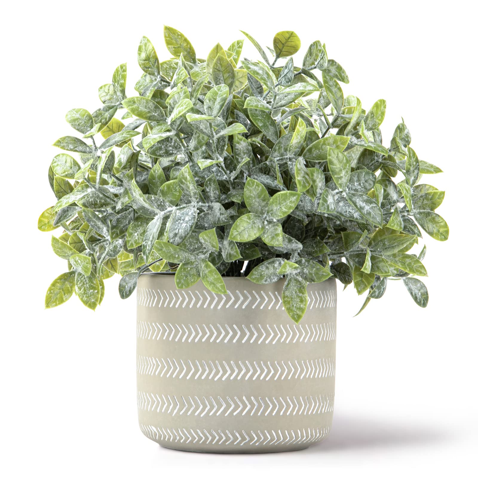 Realistic Artificial Plant in Pot - Modern Farmhouse Decor Faux Plant for Home & Office | Perfect for Mantel, Desk, Coffee Table, Bathroom, Bedroom, Living Room, Dining Room & Kitchen Decor | Adds Greenery Without Maintenance to Any Space