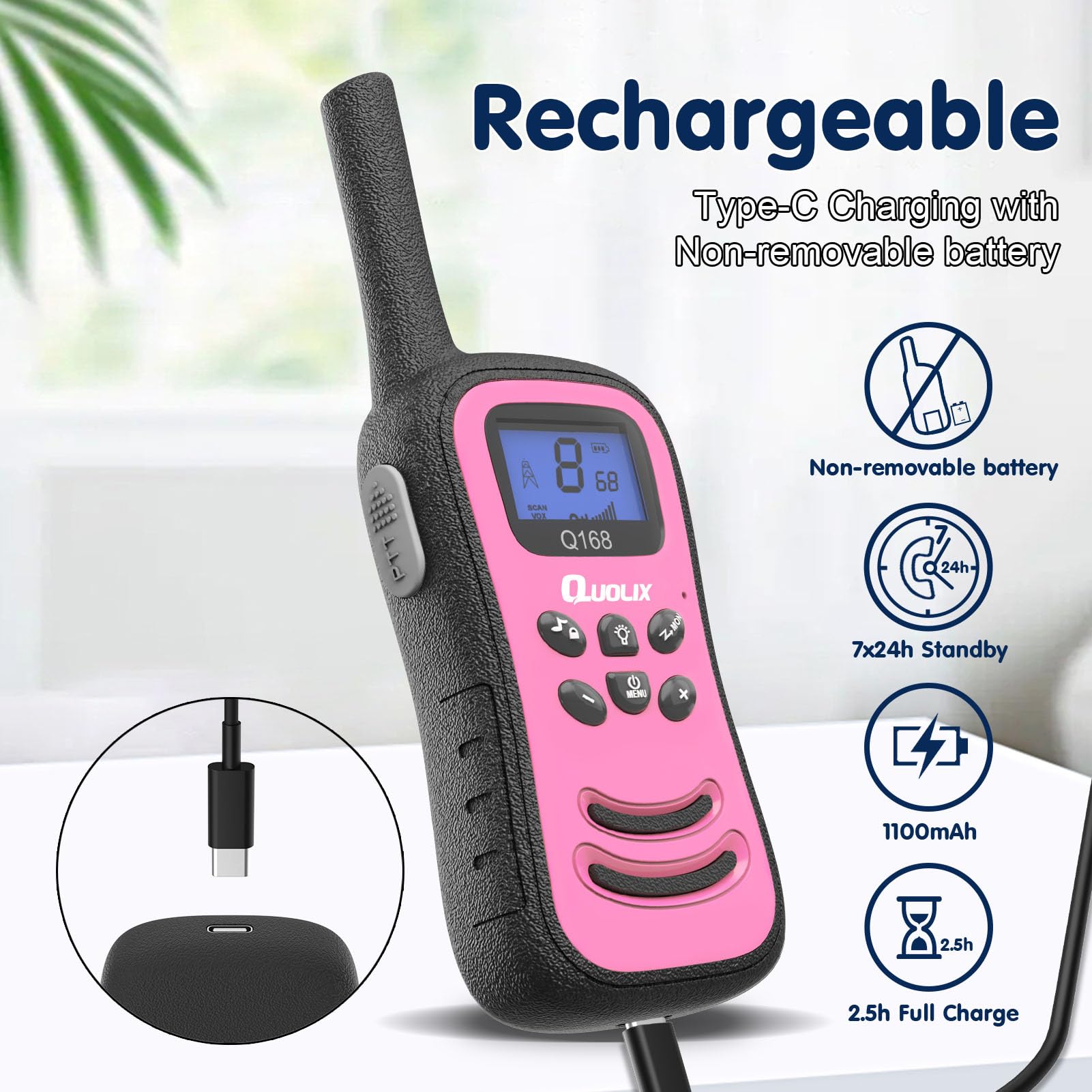 Kids Walkie Talkies with LED Flashlight & VOX - Rechargeable, Easy to Use Walkie Talkie Toys for Boys and Girls Ages 5-13 - Perfect for Outdoor Adventures, Camping, and Indoor Play - Great Christmas or Birthday Gift (Red & Purple)