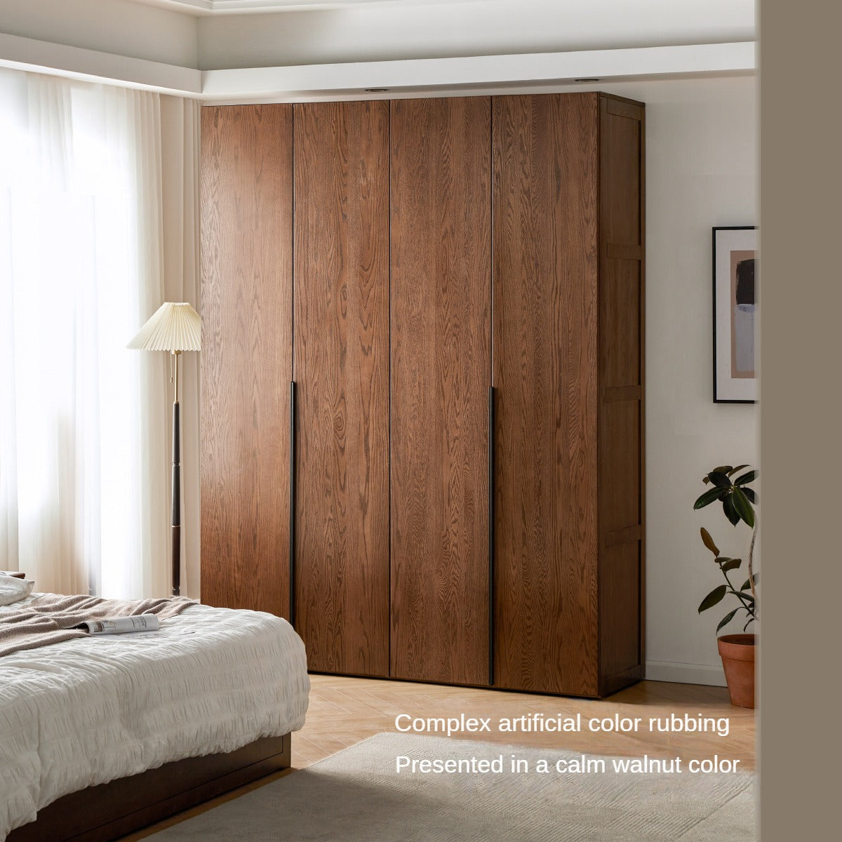 Solid Oak Wood Wardrobe - Spacious & Durable Closet Organizer for Bedroom, Living Room, or Walk-In Closet Storage