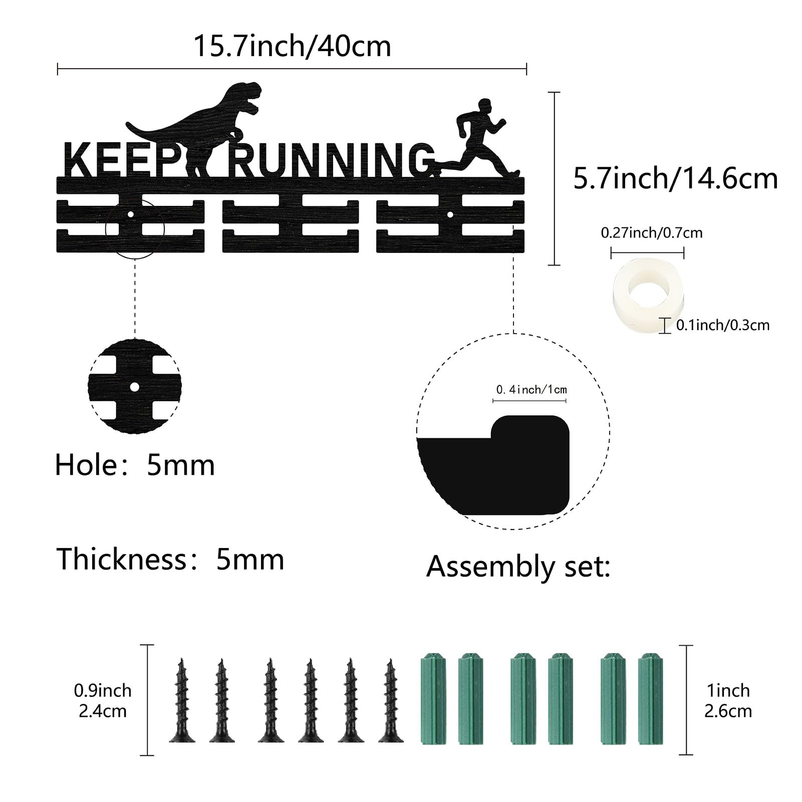 CREATCABIN Wooden Running Medal Holder - Wall Mounted Sports Medal Display Rack for Marathon Awards (Holds 30+ Medals) - 15.7x5.7 Inch - Perfect for Athletes, Trophy Organization & Competition Memorabilia Display in Home Gym or Office