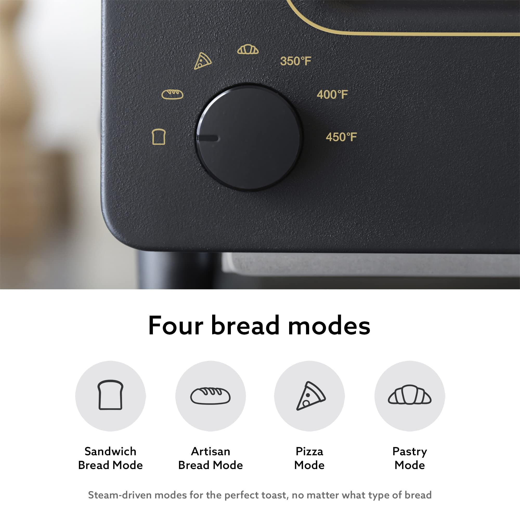 BALMUDA The Toaster - Premium Steam Oven Toaster with 5 Cooking Modes for Sandwich, Artisan Bread, Pizza & Pastry | Compact Countertop Design with Baking Pan | K01M-CG Charcoal Gray | Perfect for Small Kitchens, Dorms & Breakfast Stations