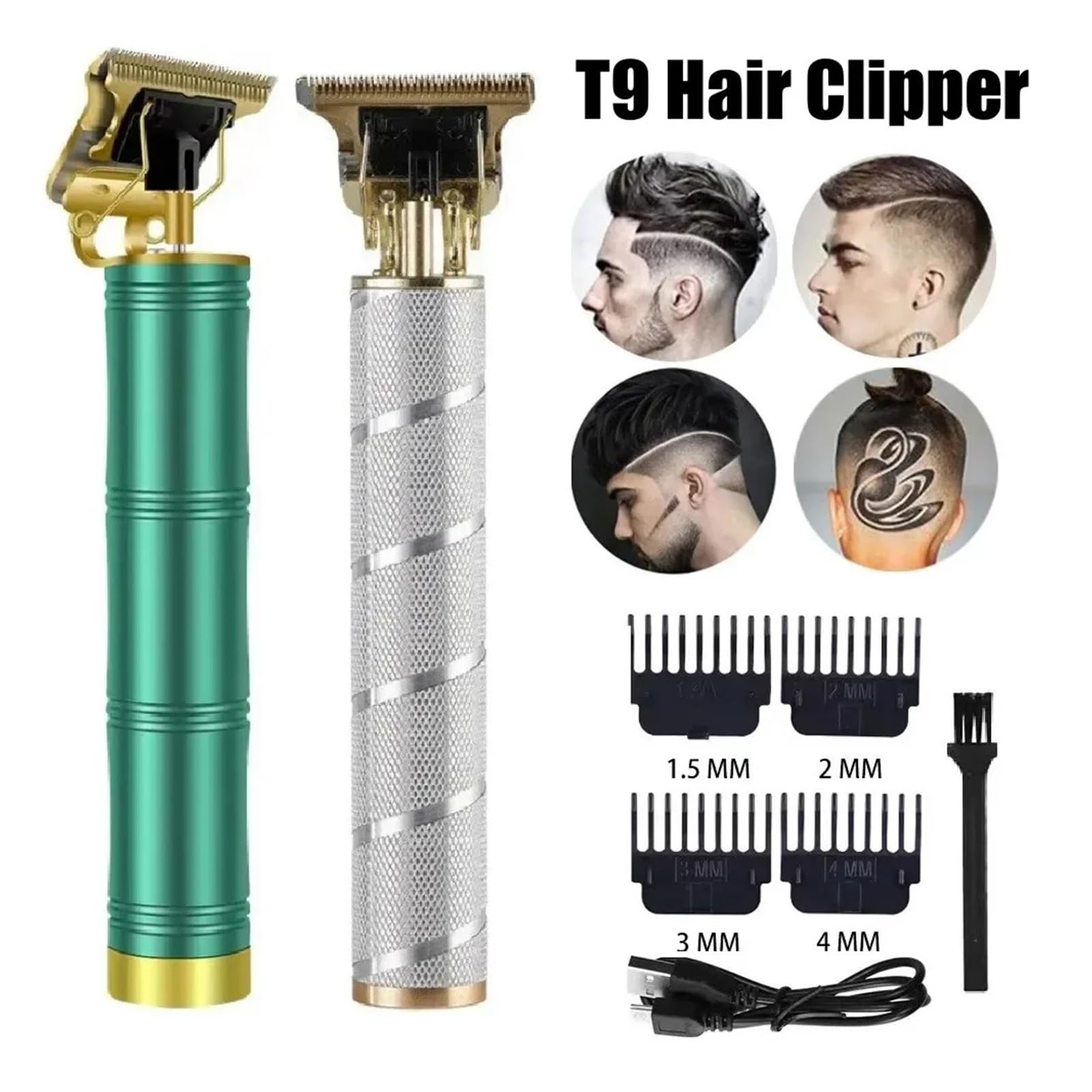 Professional T9 Rechargeable Electric Hair Clipper & Beard Trimmer for Men - Cordless Hair Cutting Machine, Barber-Grade Shaver - Perfect for Home Grooming, Travel & Professional Use (DragonA-no Box)