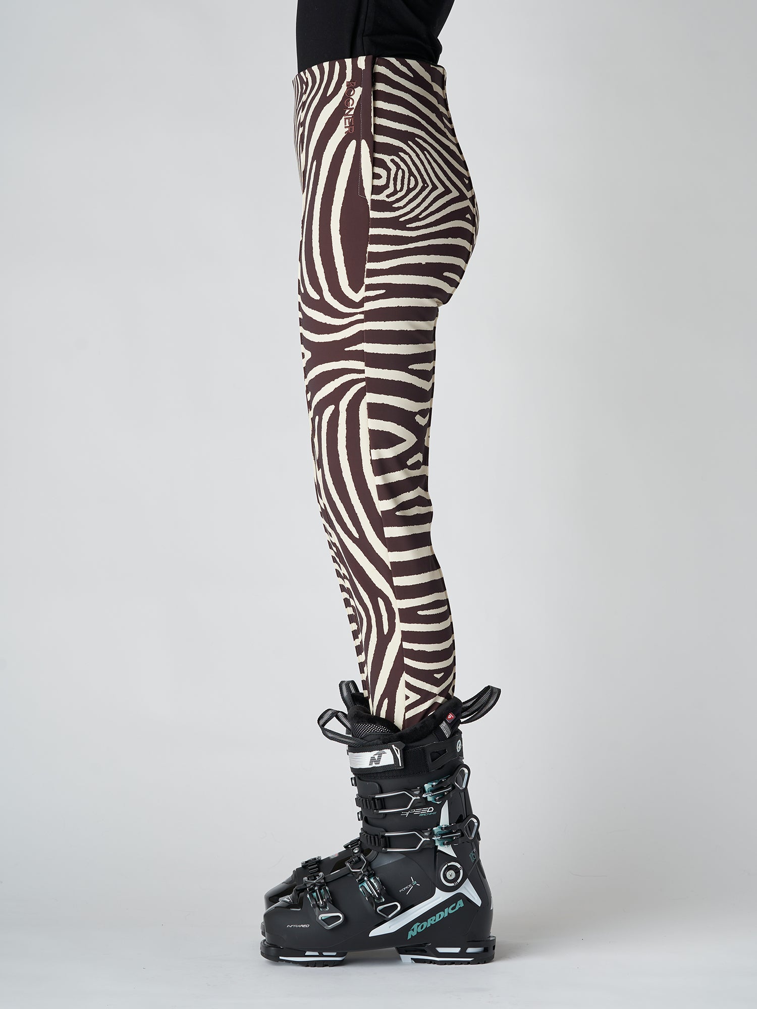 Elaine Women's Zebra Print Stretch Ski Pants - Waterproof Winter Snow Pants for Skiing, Snowboarding & Outdoor Activities