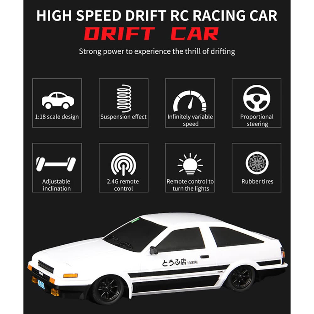 2.4GHz Remote Control RC Truck 1/18 Scale AE86 Fast Rally Car with Reversible Headlights, Anti-Skid & Anti-Fall Design - Ready-to-Run RTR Model for Kids & Adults | Perfect for Off-Road Racing, Backyard Driving, and Christmas Gifts