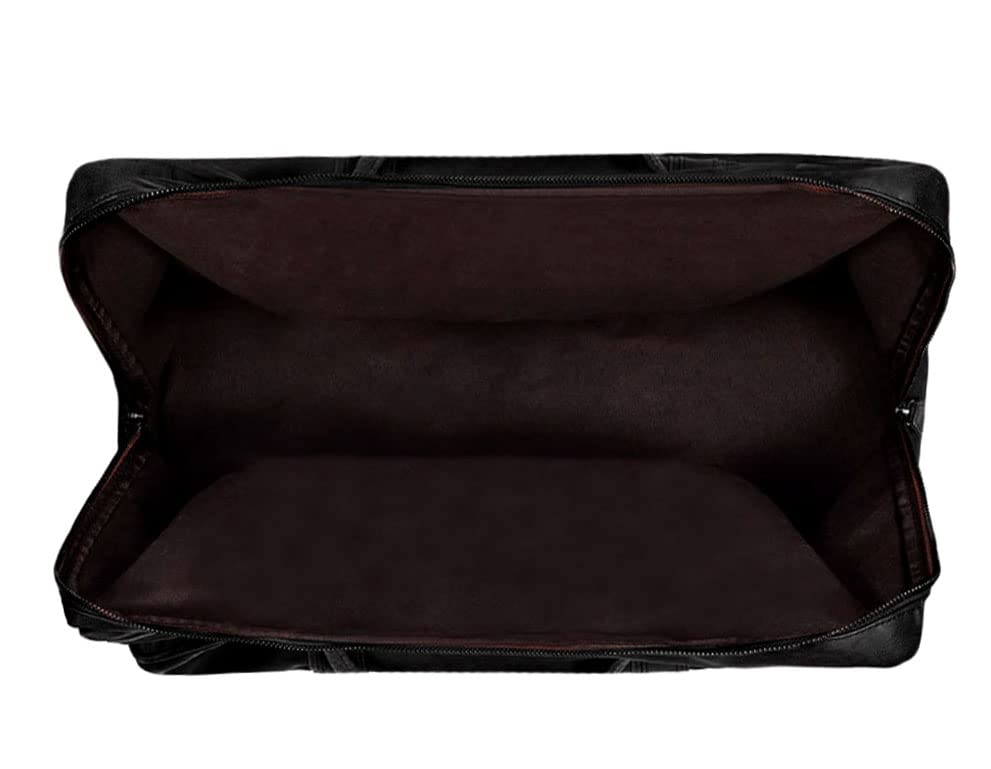 Premium Genuine Leather Travel Duffel Bag for Men & Women - Large Weekender Overnight Gym Sports Carry On Luggage - Durable Gym Bag & Sports Duffel for Travel, Workout, Business Trips & Weekend Getaways (Black)