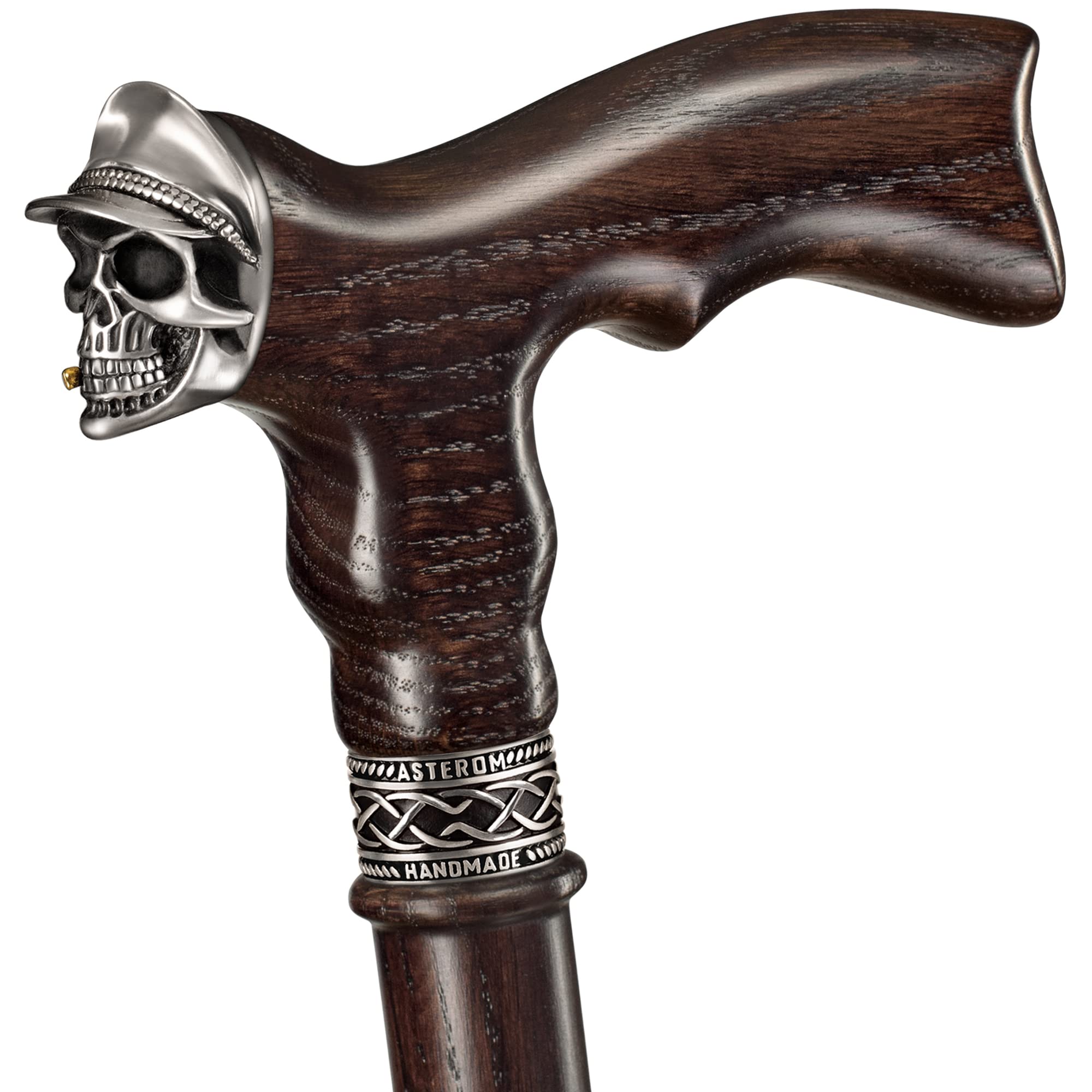 Handmade Gothic Skull Walking Cane for Men & Women - Stylish Wooden Walking Stick with Soldier Design - Perfect for Cosplay, Halloween, Steampunk Fashion & Mobility Support