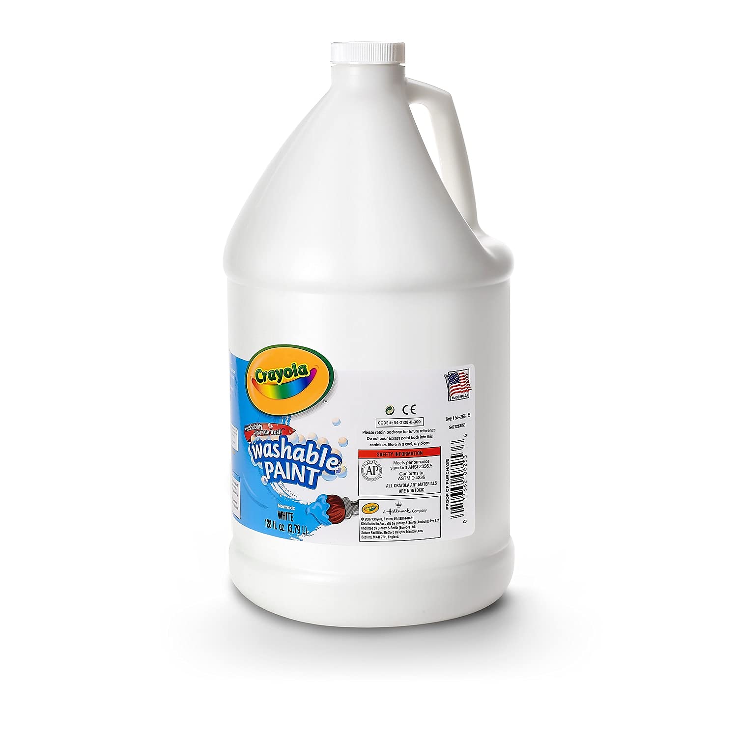 Crayola 542128053 Washable Paint - 1 Gallon White Non-Toxic Kids Art Paint for Classroom, Crafts & DIY Projects