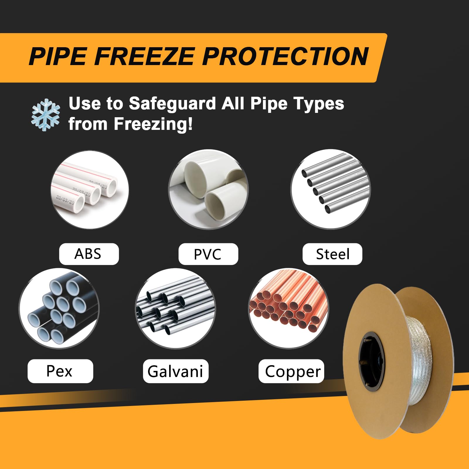 Heatit 300' Self-Regulating Heat Cable - Energy Saving Heating Tape for Mobile Home Water Lines, Freeze Protection for Pipes & Hoses | Indoor & Outdoor Use in Cold Climates