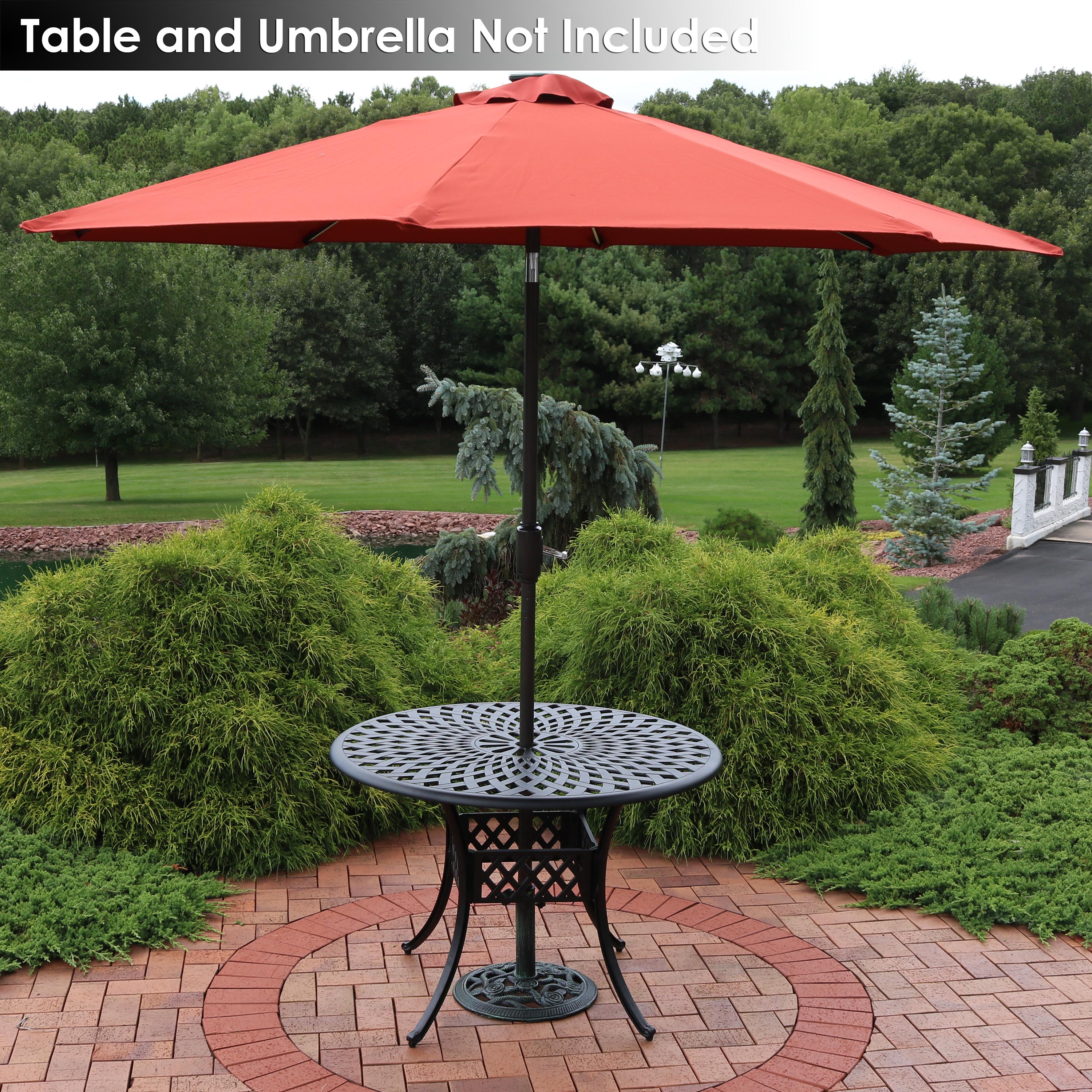 Sunnydaze Rose Blossom Cast Iron Patio Umbrella Base - 16 Inch Diameter, Heavy Duty Outdoor Umbrella Stand for Garden, Deck, Poolside & Backyard Use