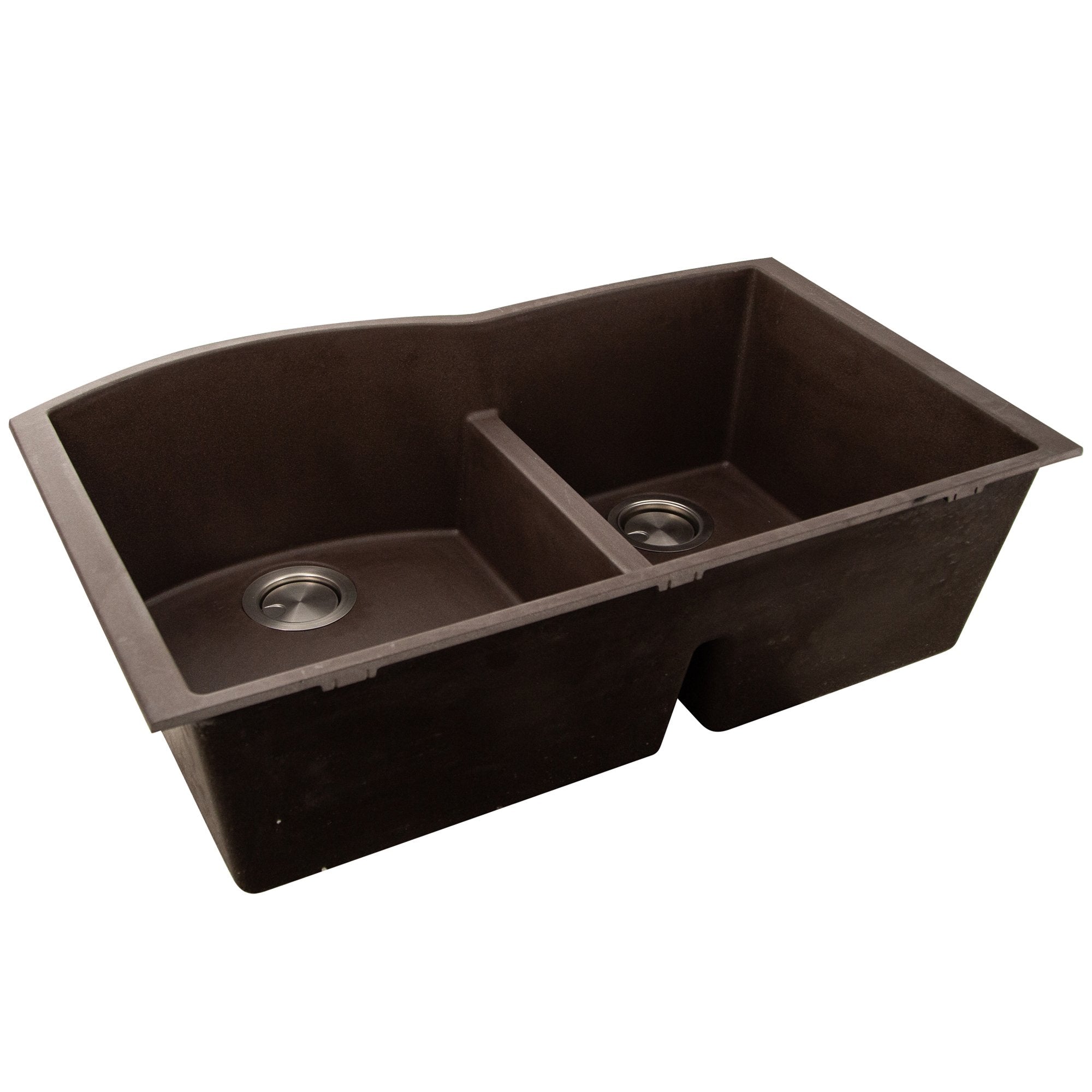 Nantucket 60/40 Double Bowl Undermount Granite Composite Brown Kitchen Sink - PR6040 BR UM - Perfect for Modern Farmhouse, Rustic, and Traditional Kitchen Designs