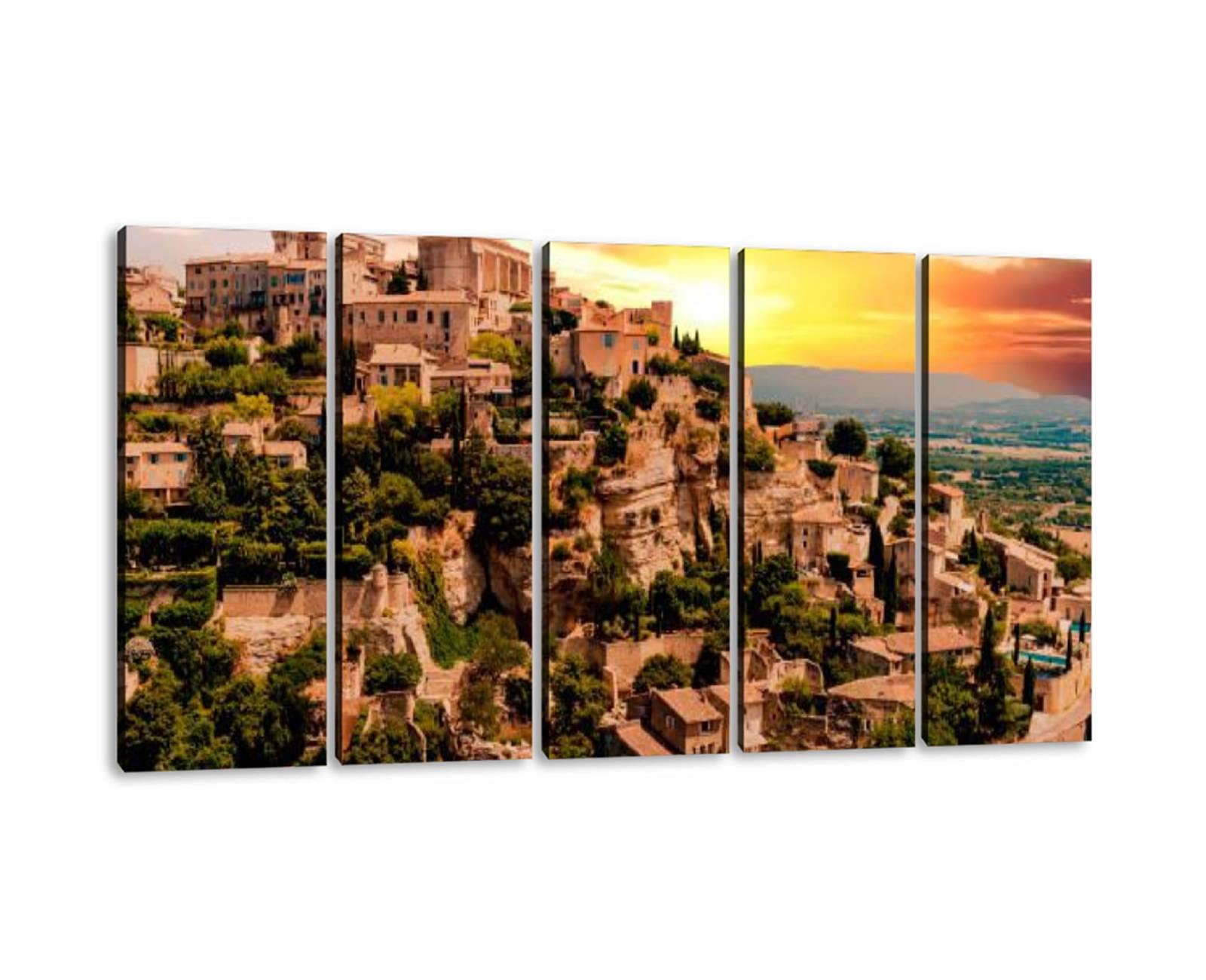 5-Panel Gordes Artwork Wall Decor - Modern Framed Canvas Prints for Office, Bedroom & Home - Ready to Hang Painting (60''W x 32''H) - Perfect for Living Room, Dining Area & Workspace Decor