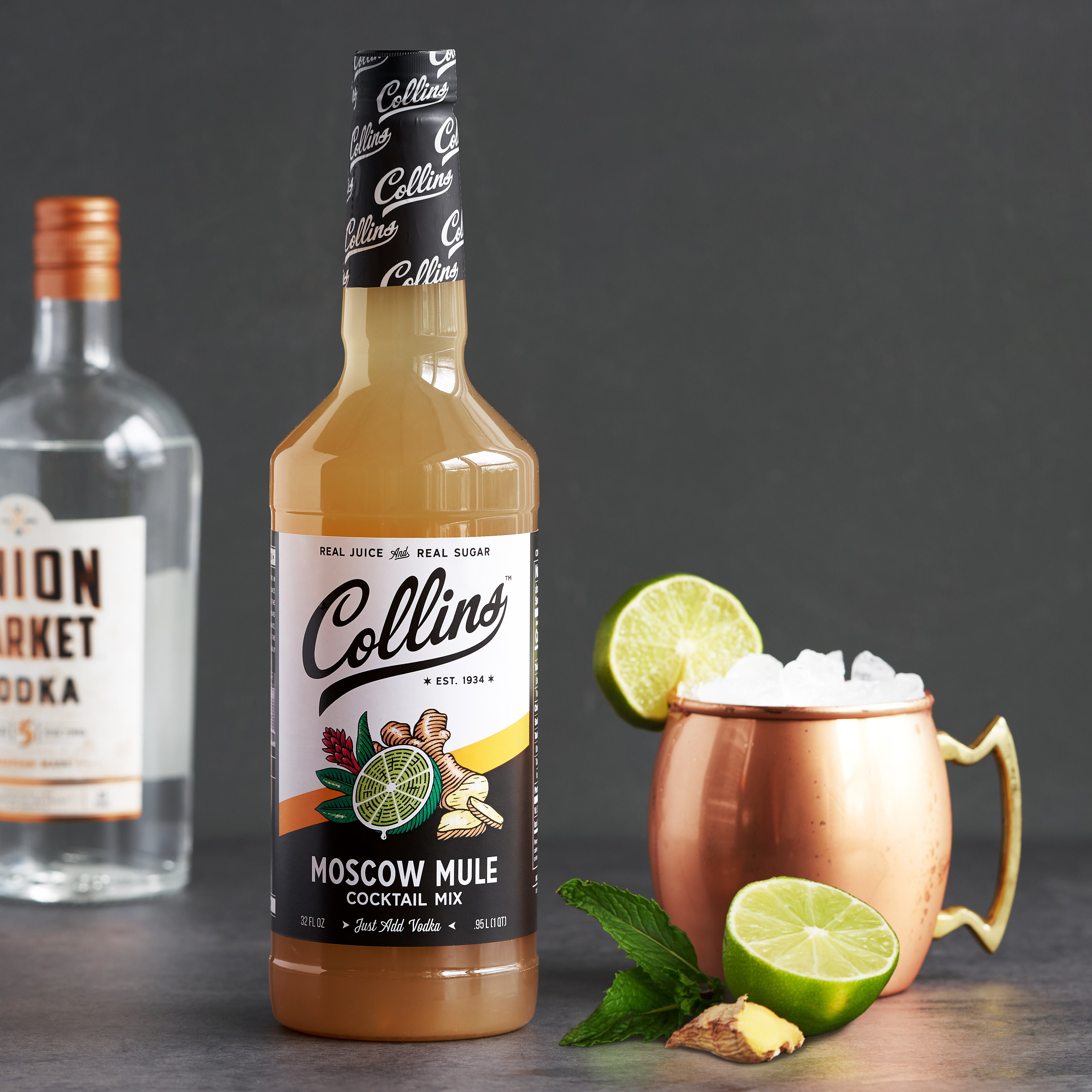Premium Moscow Mule Cocktail Mix - 32 oz Copper Mug Set | Authentic Ginger Beer Concentrate for Refreshing Summer Drinks | Perfect for Parties, BBQs & Home Bars