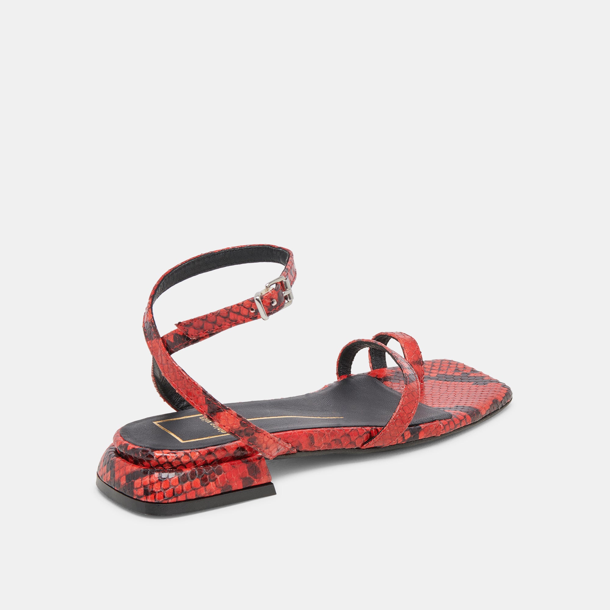 LEXI Women's Red Snake Embossed Sandals - Fashionable Comfortable Slide Sandals for Summer, Beach, and Casual Outings
