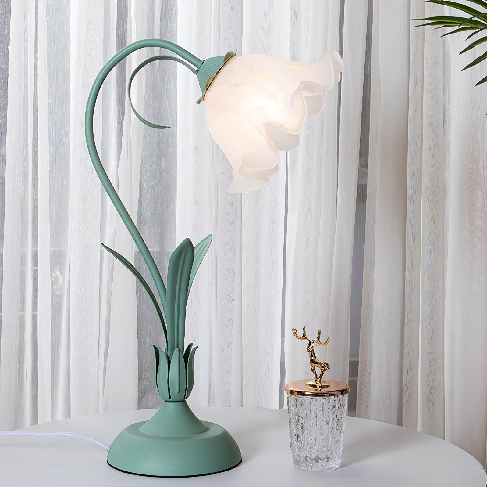 Lily of the Valley Table Lamp - Elegant Floral Nightstand Light for Bedroom, Living Room & Office Decor - Perfect for Reading, Relaxing & Creating Cozy Atmosphere