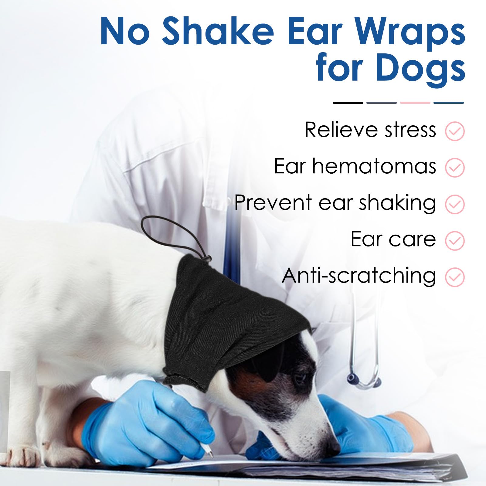 SUNFURA Dog Calming Hoodie - Anxiety Relief & Noise Protection for Dogs | Anti-Shake Ear Wraps for Fireworks, Grooming & Force Drying | Pet Neck Warmer & Ear Muffs for Noise Cancelling (Black, Medium) | Perfect for Nervous Pets During Storms, Travel & Vet Visits