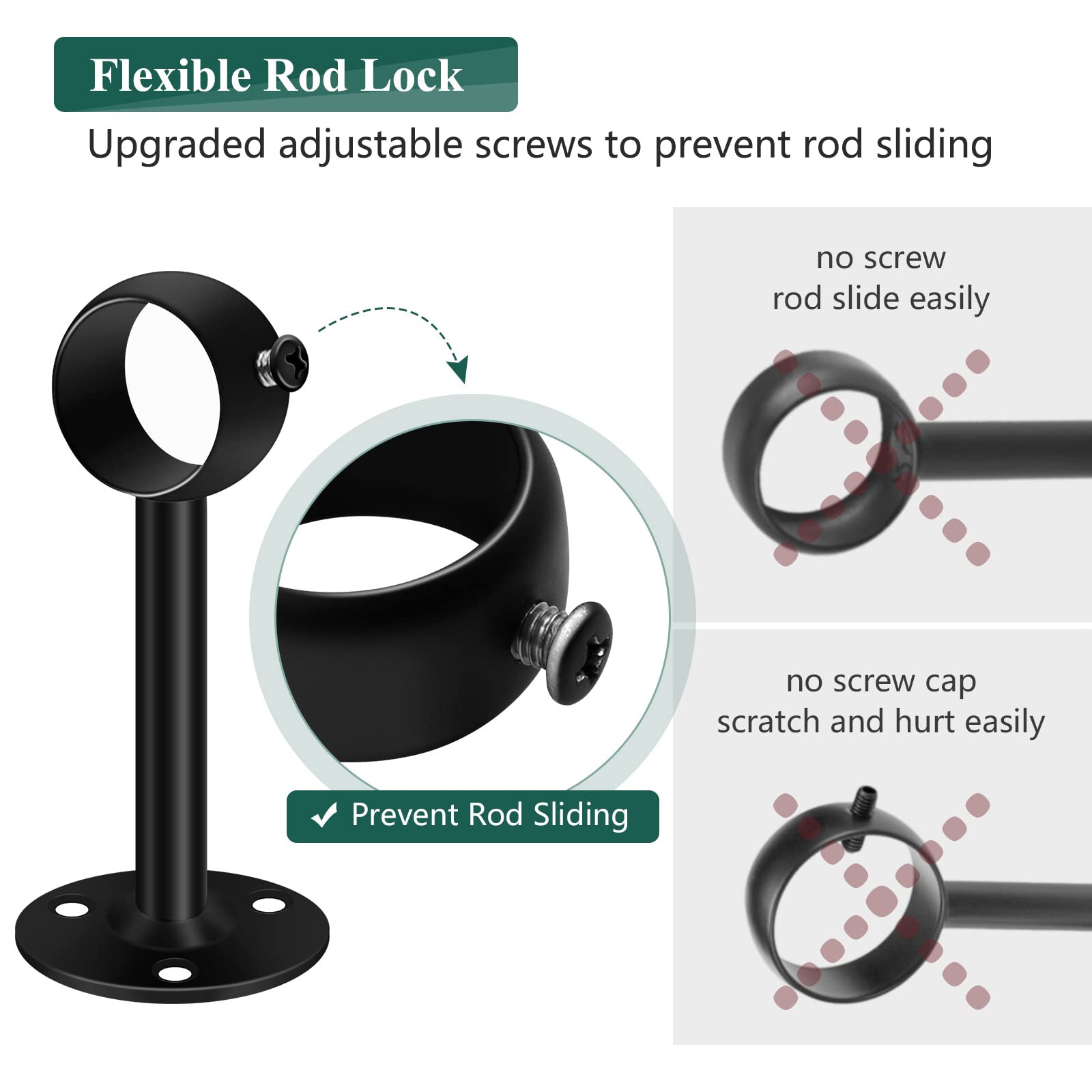 Heavy Duty 1 Inch Black Ceiling Mount Curtain Rod Brackets - 10 Pack for Living Room, Bedroom & Home Theater Installation