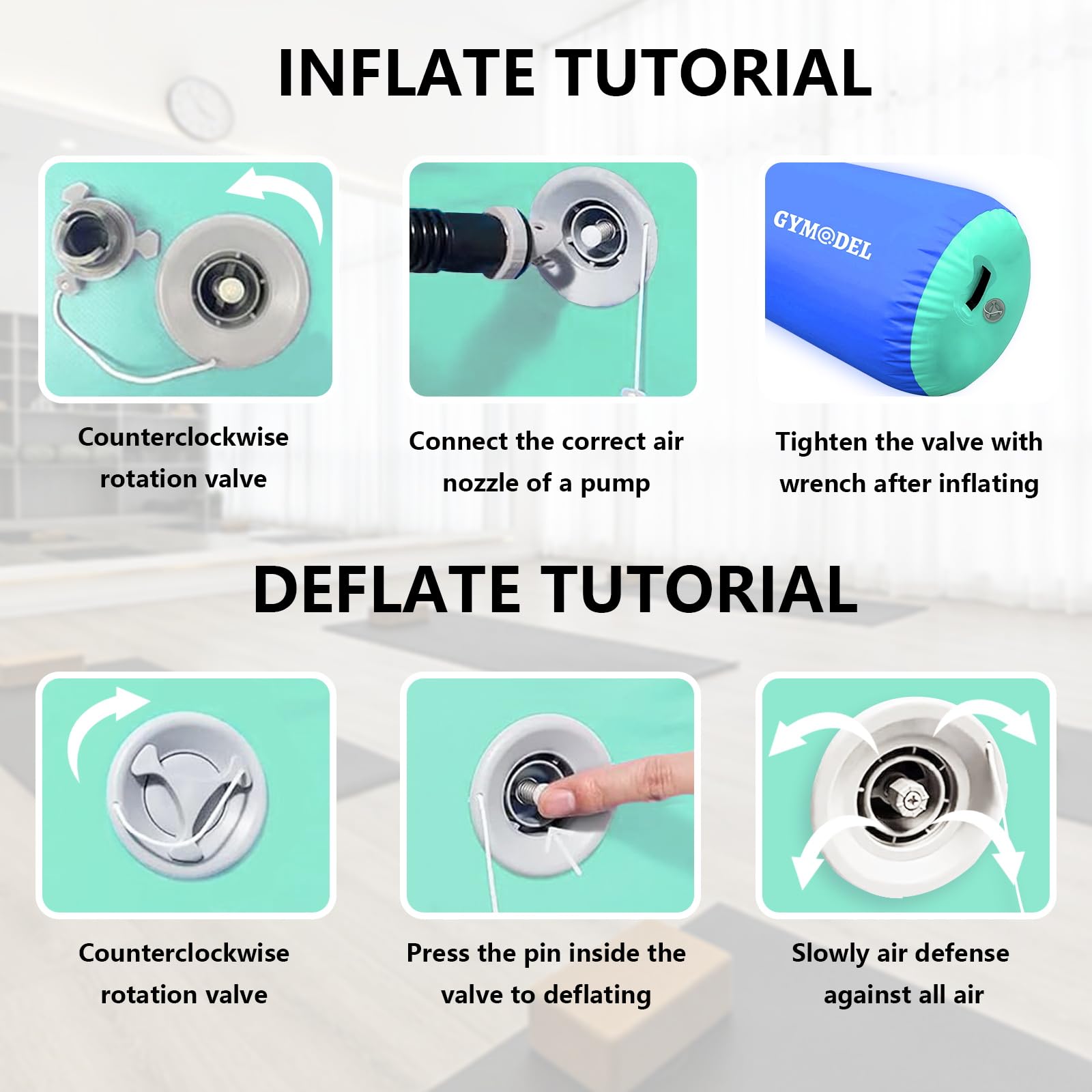 Inflatable Air Roller Gymnastics Barrel - Tumbling Training Mat for Back Handsprings, Cheerleading & Yoga | Portable Home & Outdoor Exercise Equipment with Pump | Perfect for Gymnasts, Dancers & Fitness Enthusiasts