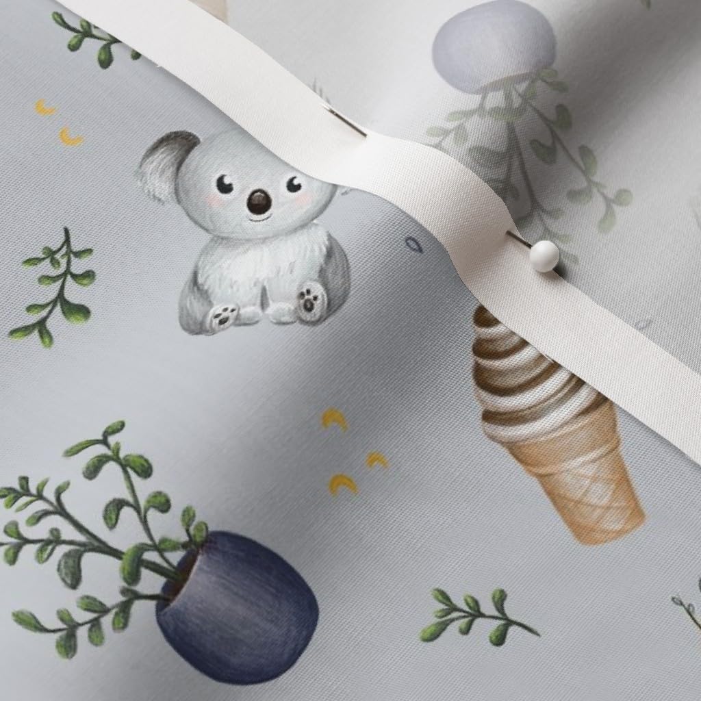 Mini Koala Cremegla Printed Cotton Poplin Fabric by The Yard - Soft & Durable for Sewing, Quilting, Dresses & Apparel Crafts - Perfect for DIY Home Decor, Baby Clothes & Fashion Projects