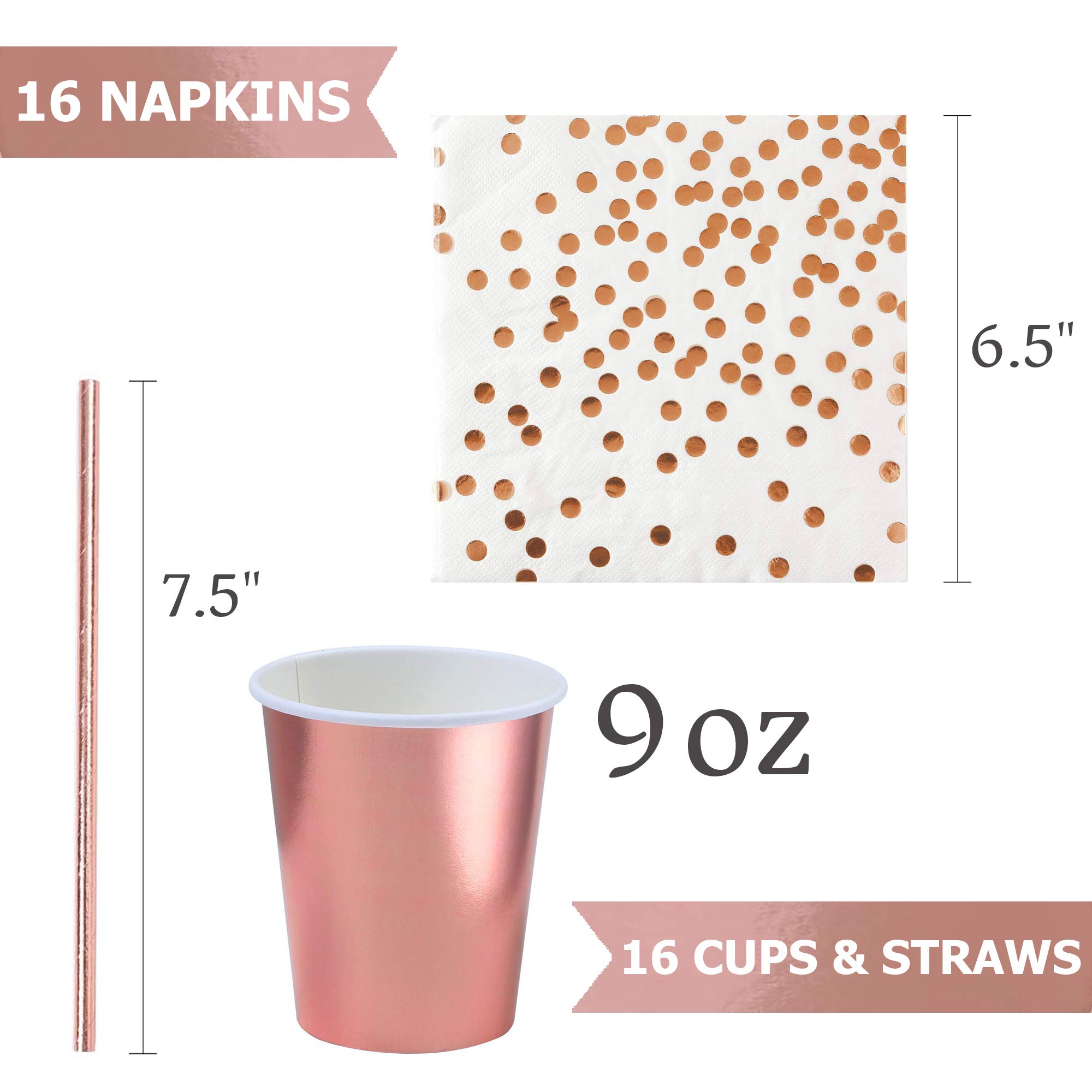 Elegant Rose Gold Party Supplies Set - 16-Piece Dinnerware for Weddings, Birthdays & Celebrations