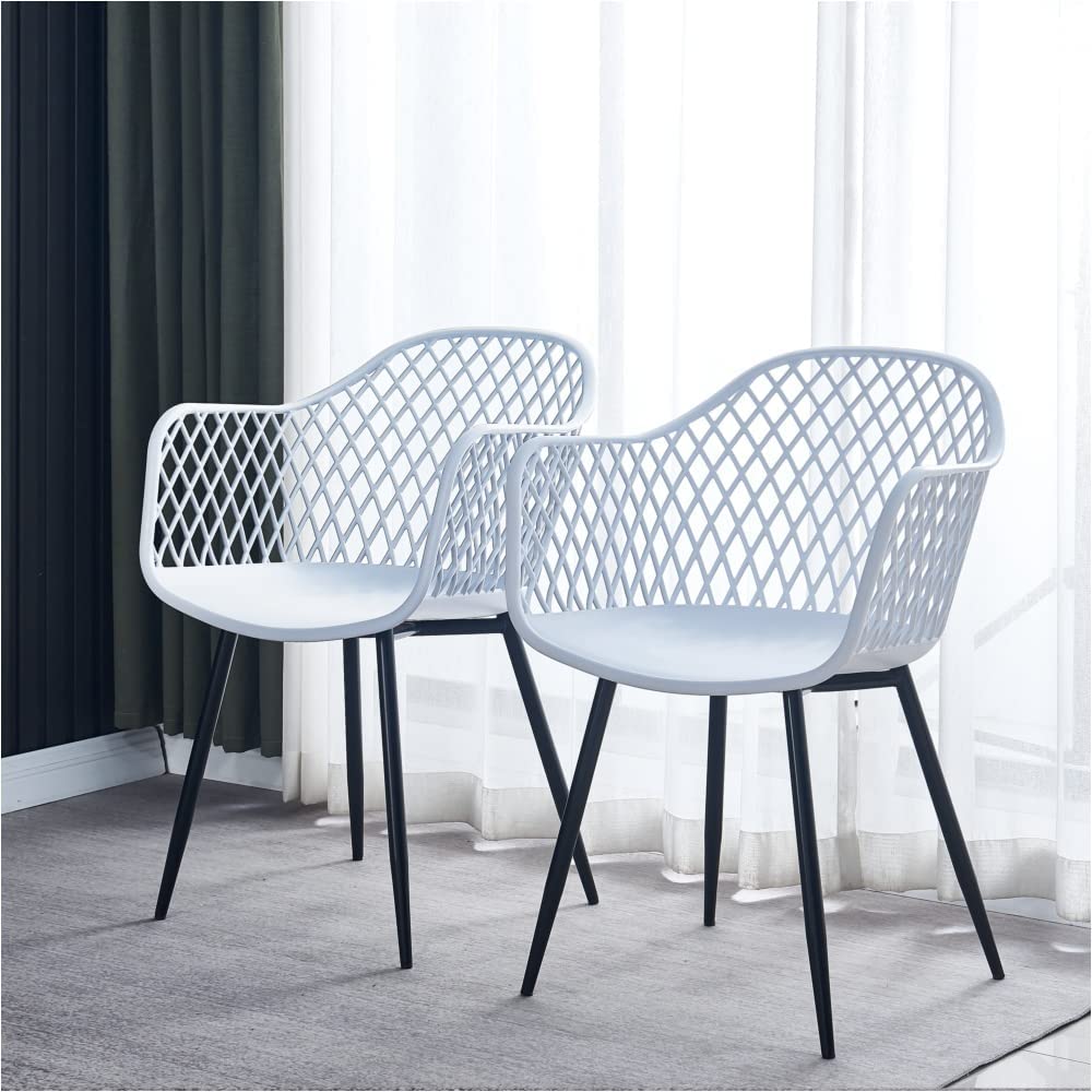 NYCSUOANI 2-Pack White Plastic Dining Chairs - Indoor & Outdoor Use, Lightweight Stackable Patio Chairs for Kitchen, Garden, Picnic, and Backyard Gatherings