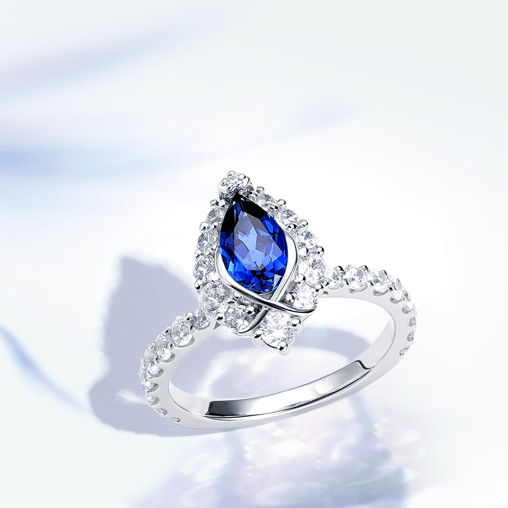 Exquisite Pear Shaped Blue Sapphire Ring - 14K Gold Engagement Jewelry for Women - Perfect for Weddings, Anniversaries & Special Occasions