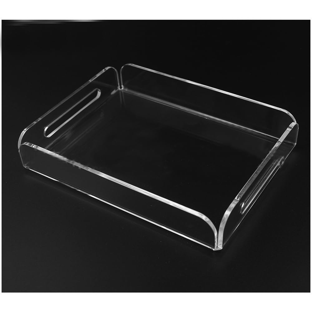 Clear Acrylic A4 Serving Tray with Handles for Coffee Table & Breakfast