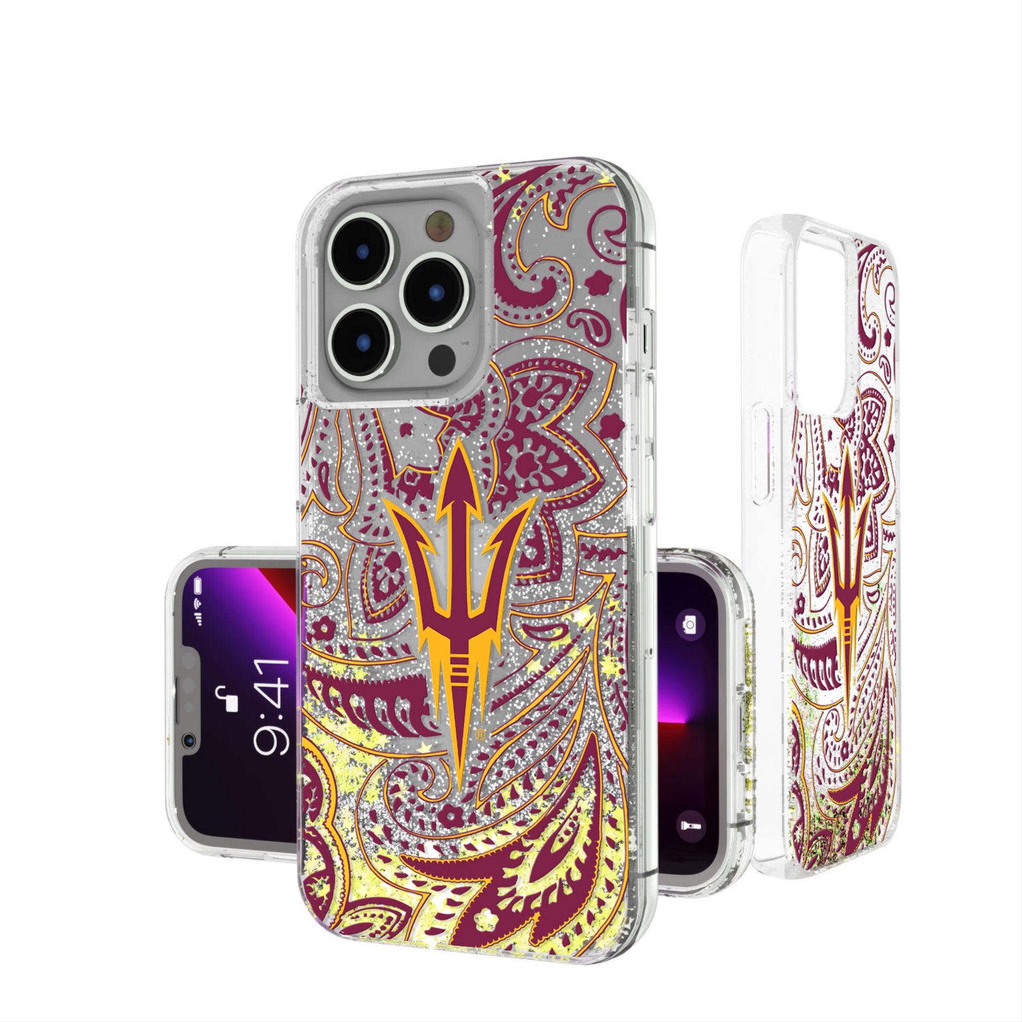 Arizona State University Sun Devils Paisley Glitter Phone Case for iPhone & Samsung - Stylish Protective Cover for College Fans & Alumni - Perfect for Game Day, Campus Life & School Spirit