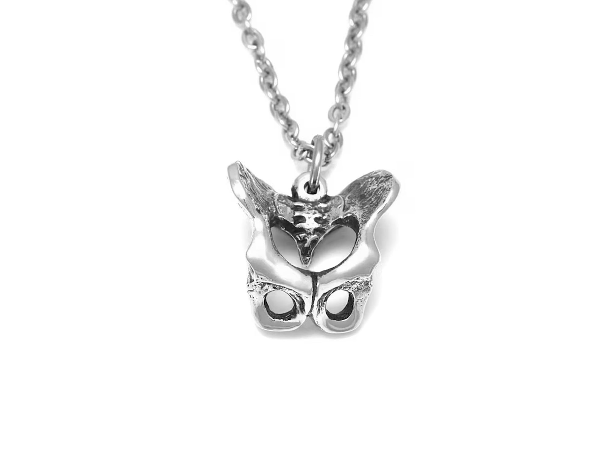 Human Pelvis Bone Pendant Necklace - Anatomical Pelvic Charm Jewelry for Medical Students, Gothic Fashion & Unique Gift Ideas