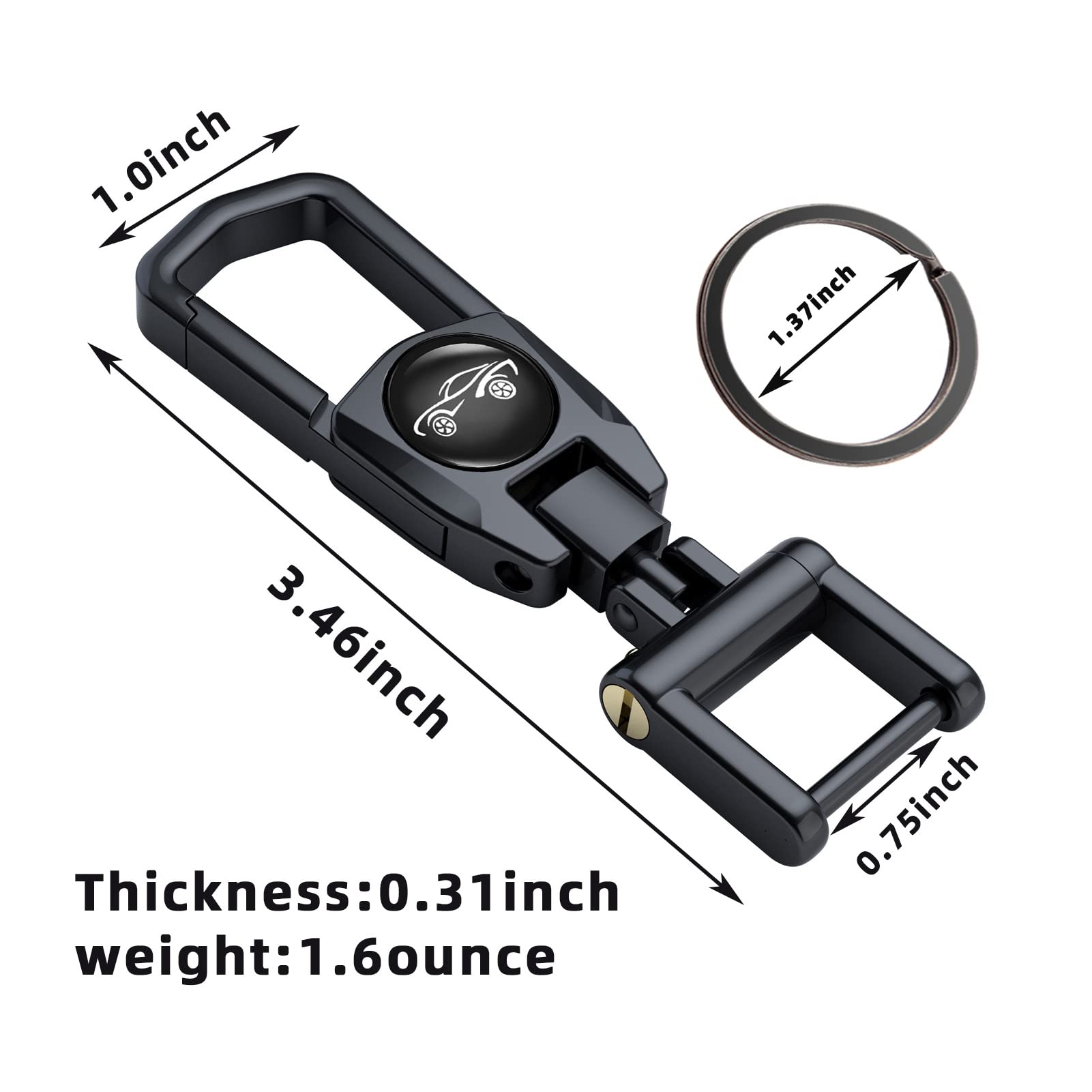 Durable Metal Car Key Fob Keychain with 2 Detachable Key Rings - Heavy Duty Key Holder Clip for Men & Women - Perfect for Car Keys, House Keys & Everyday Carry Accessories