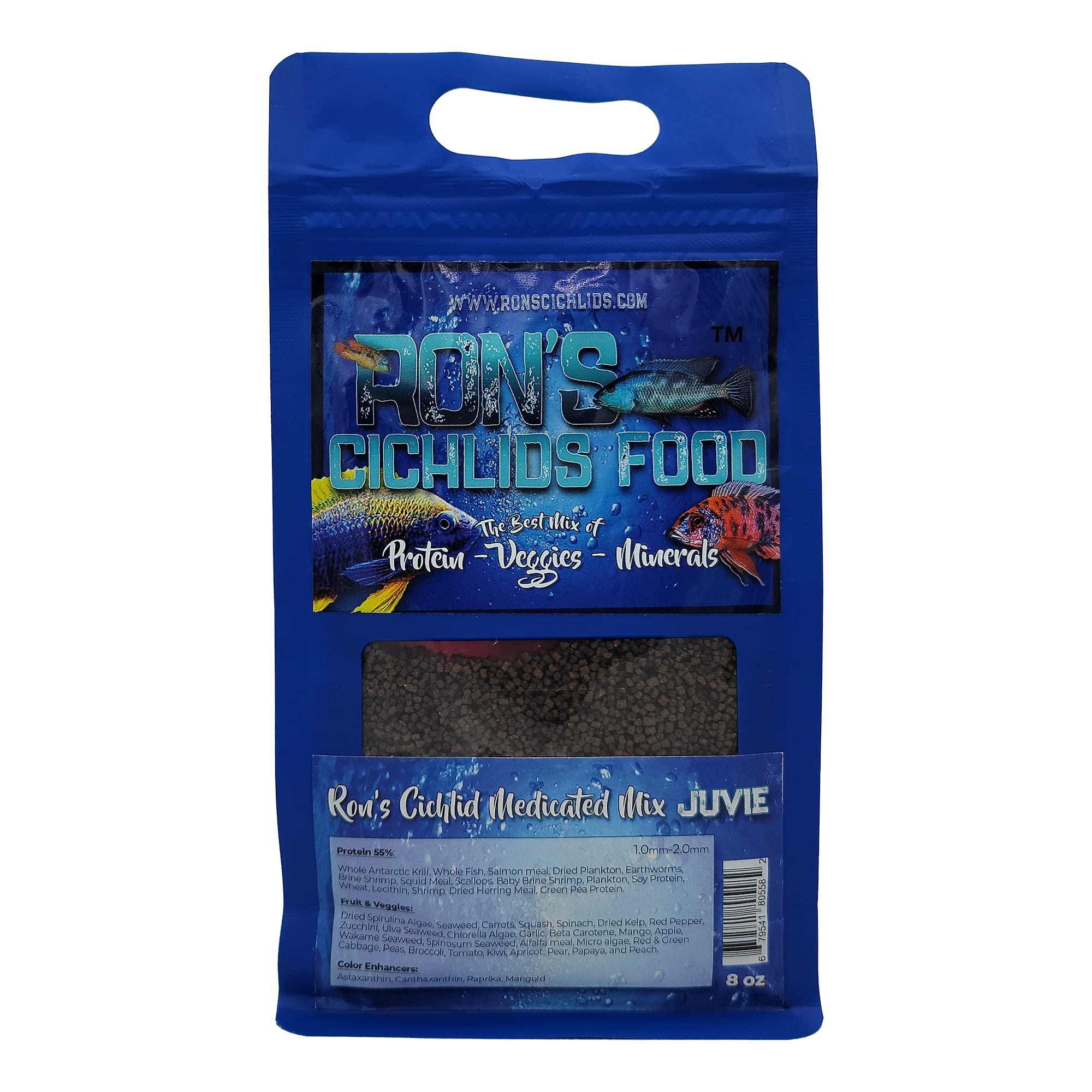 Premium African Cichlid Fish Food Pellets - High Protein Tropical Fish Food with Natural Veggies & Fruits for Healthier, Brighter & Bigger Cichlids - Juvenile Blend 8oz - Ideal for Aquarium & Fish Tank Maintenance