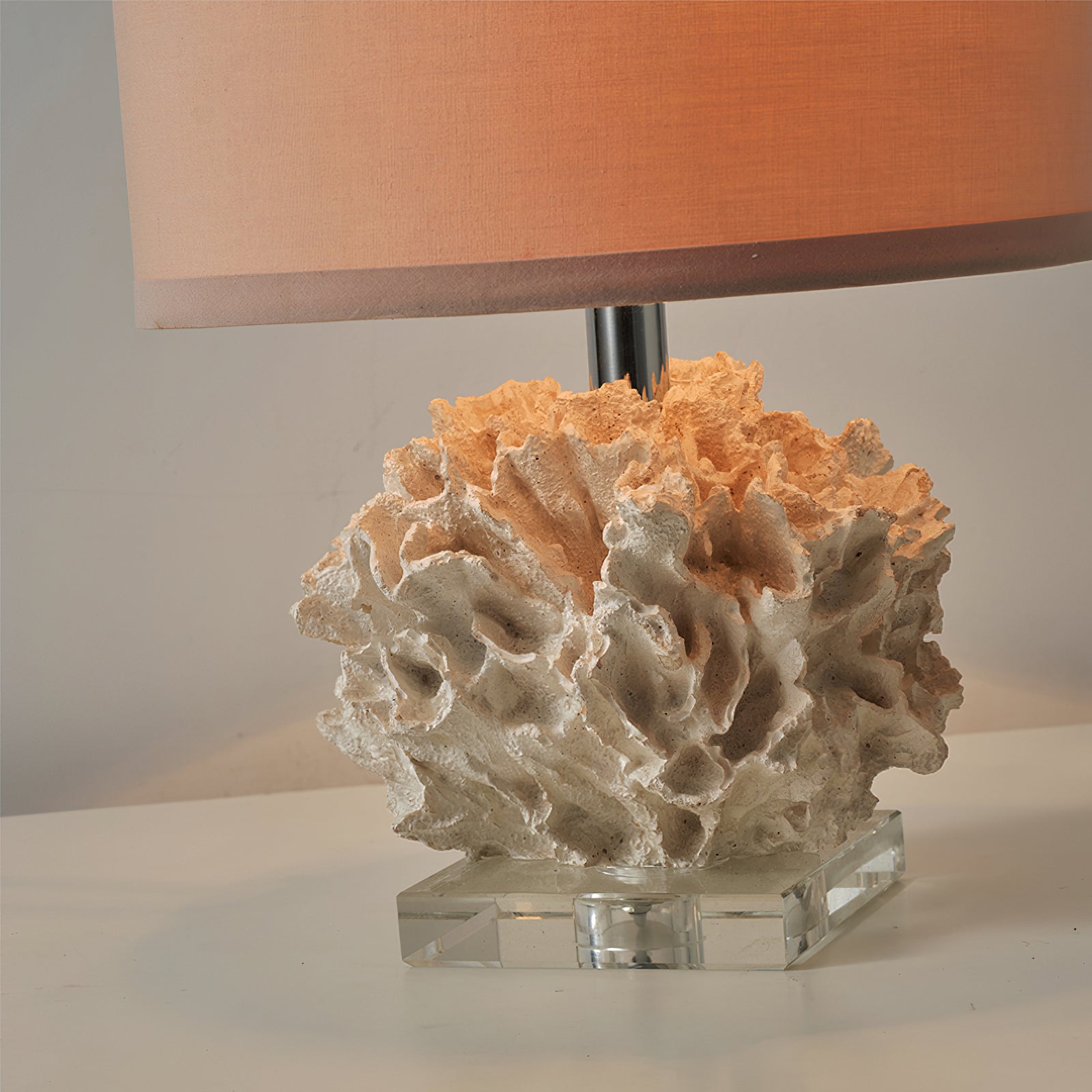 Caribbean Coral Table Lamp - Handcrafted Coastal Decor for Living Room, Bedroom & Office - Perfect for Beach House & Nautical Theme Decor