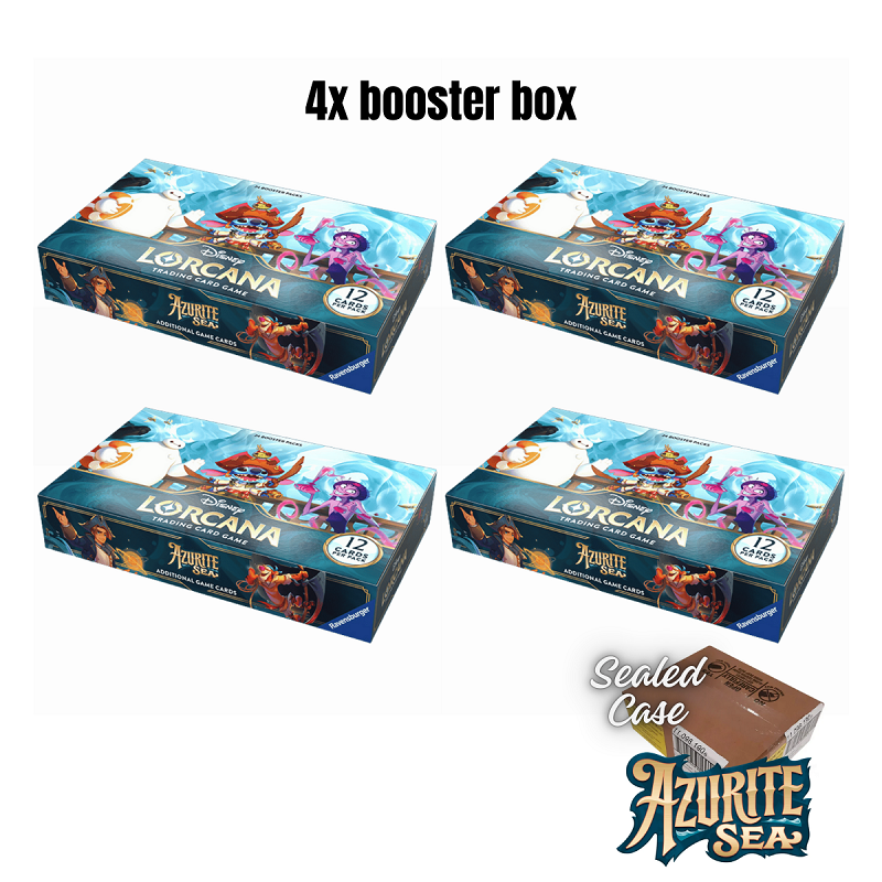 Disney Lorcana TCG: Azurite Sea Booster Pack Display - 4 Sealed Booster Boxes | Collectible Trading Card Game for Players & Fans | Perfect for Tournaments, Gifts & Card Collection