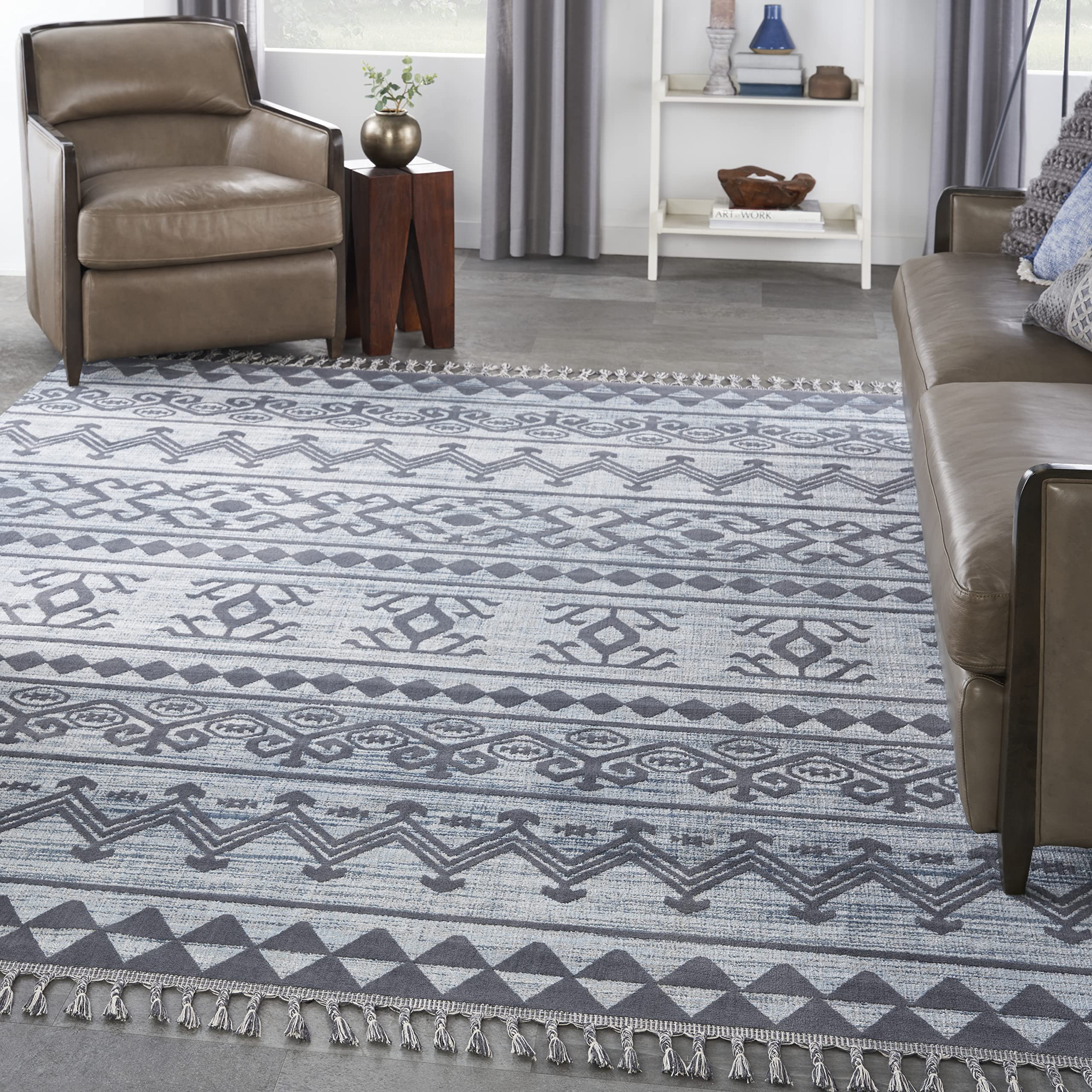 Nourison Asilah Light Blue Charcoal 7'10